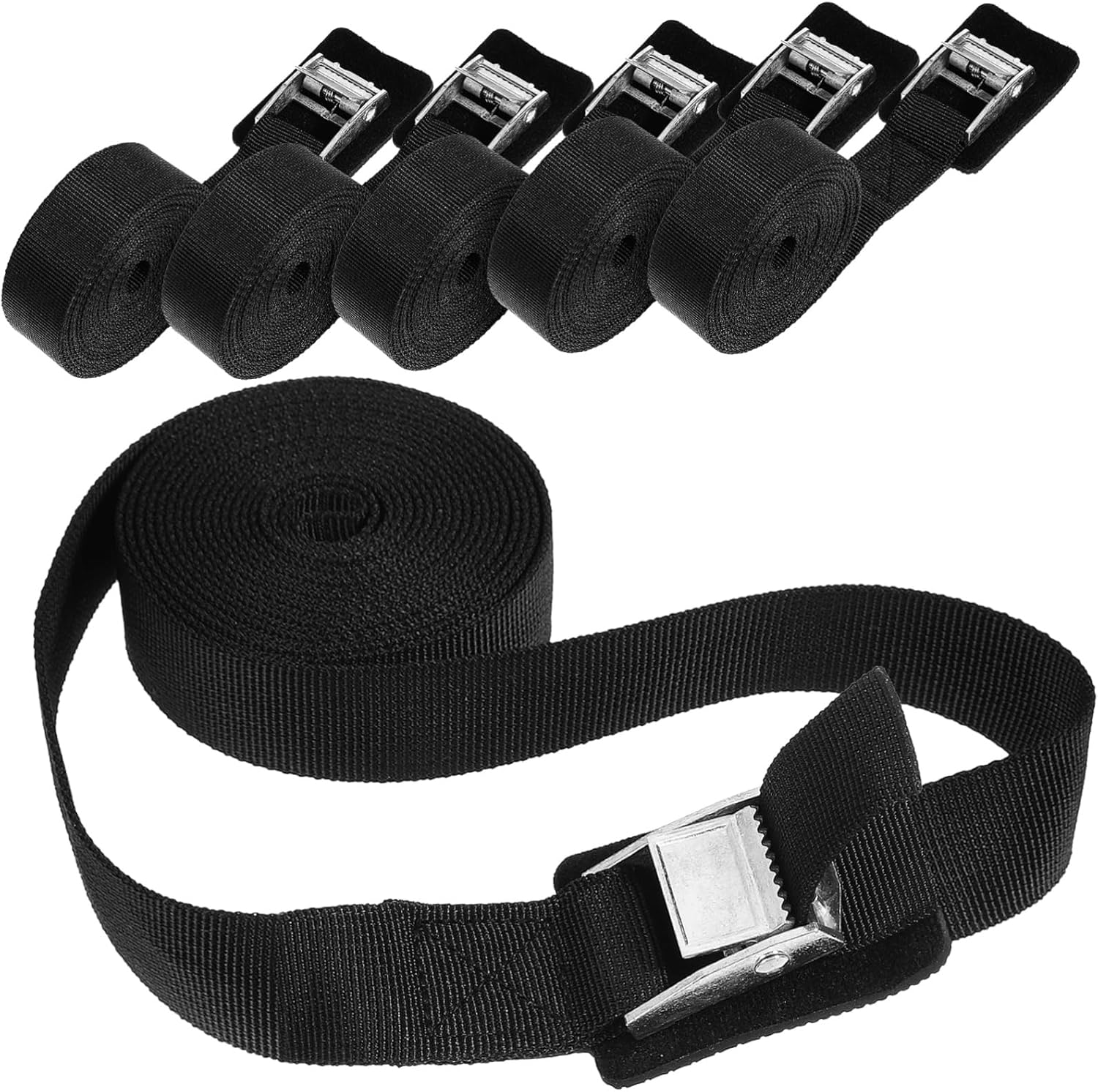 WHAMVOX 6 Pcs Nylon Webbing Packing Straps 25Mm X 3M with White Zinc Buckles, Adjustable Cargo Tie Straps for Luggage, Travel Gear, and Industrial Securing Applications