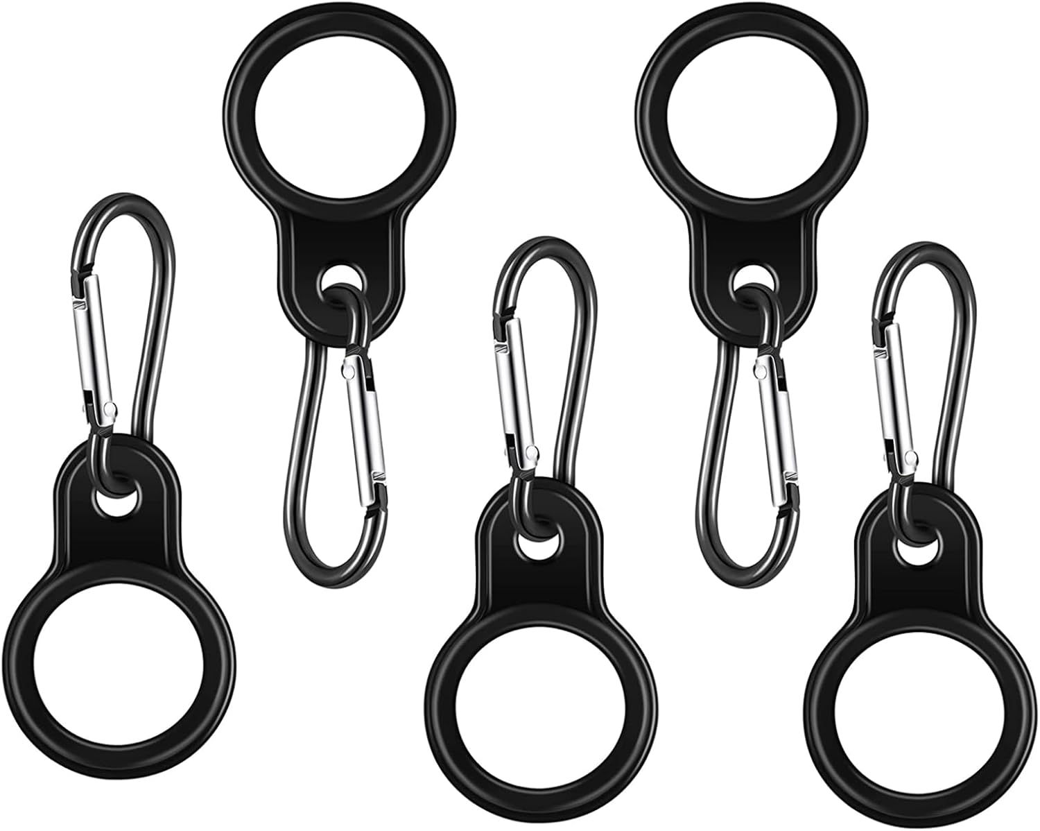 Fokmuaex 5-Pack Silicone Water Bottle Clip Holder | Durable Carabiner Carrying Clips for Sports Bottles, Travel Hiking Camping Accessories image number 6