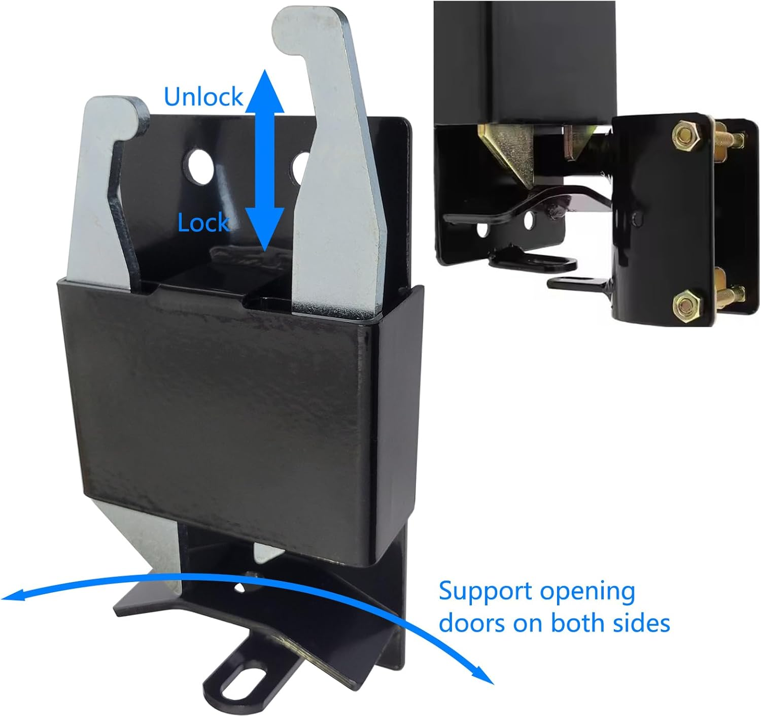 2 Way Farm Gate Latch for Metal Gates Livestock Cattle Gate Latches Hardware Use for Horse Corrals Ranches Etc. (1, Black) image number 6