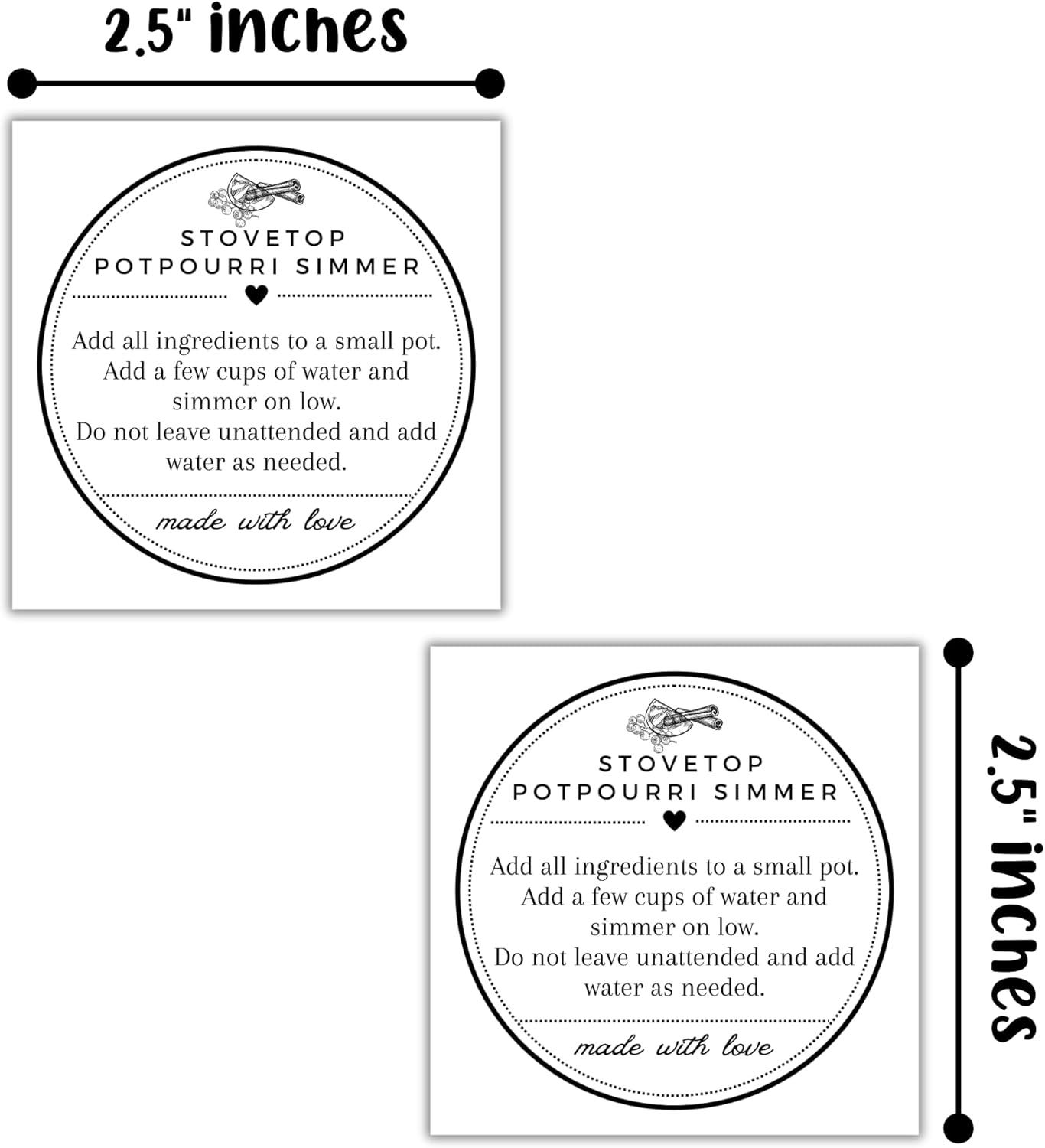 Stovetop Potpourri Instruction Label | 30 Pack 2.5&rdquo;X2.5&rdquo; Square Card Hang Tag for Package Stove Top Simmer Christmas Holiday Home Scent Use with Glass Saucepan Stove-Top Steamer Pot image number 4