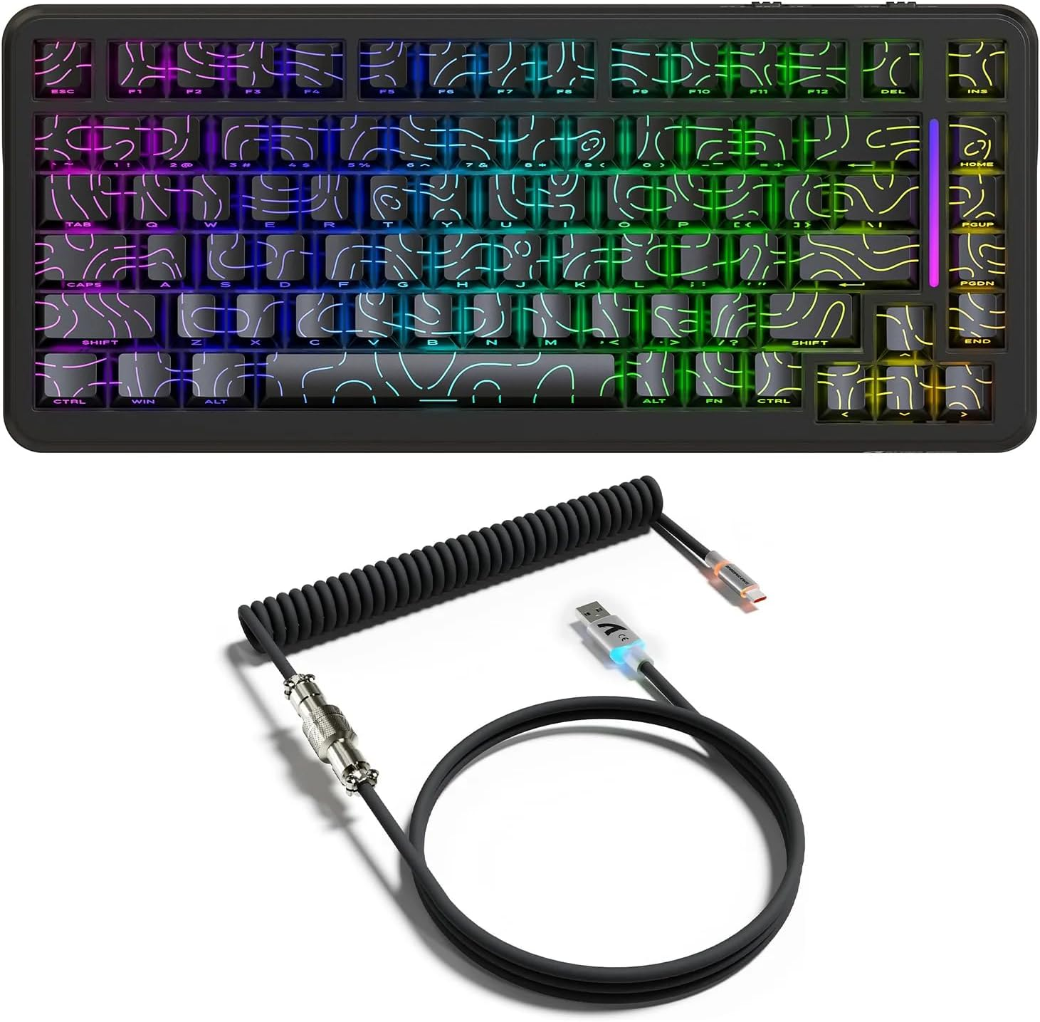 ATTACK SHARK X82PRO HE Magnetic Switch Gaming Keyboard,8000Hz Adjustable Actuation,5000Mah Battery,Cloud Software Tri-Mode Wireless Keyboard with C01Ultra Aviation Cable,For Win/Mac(Black Line)