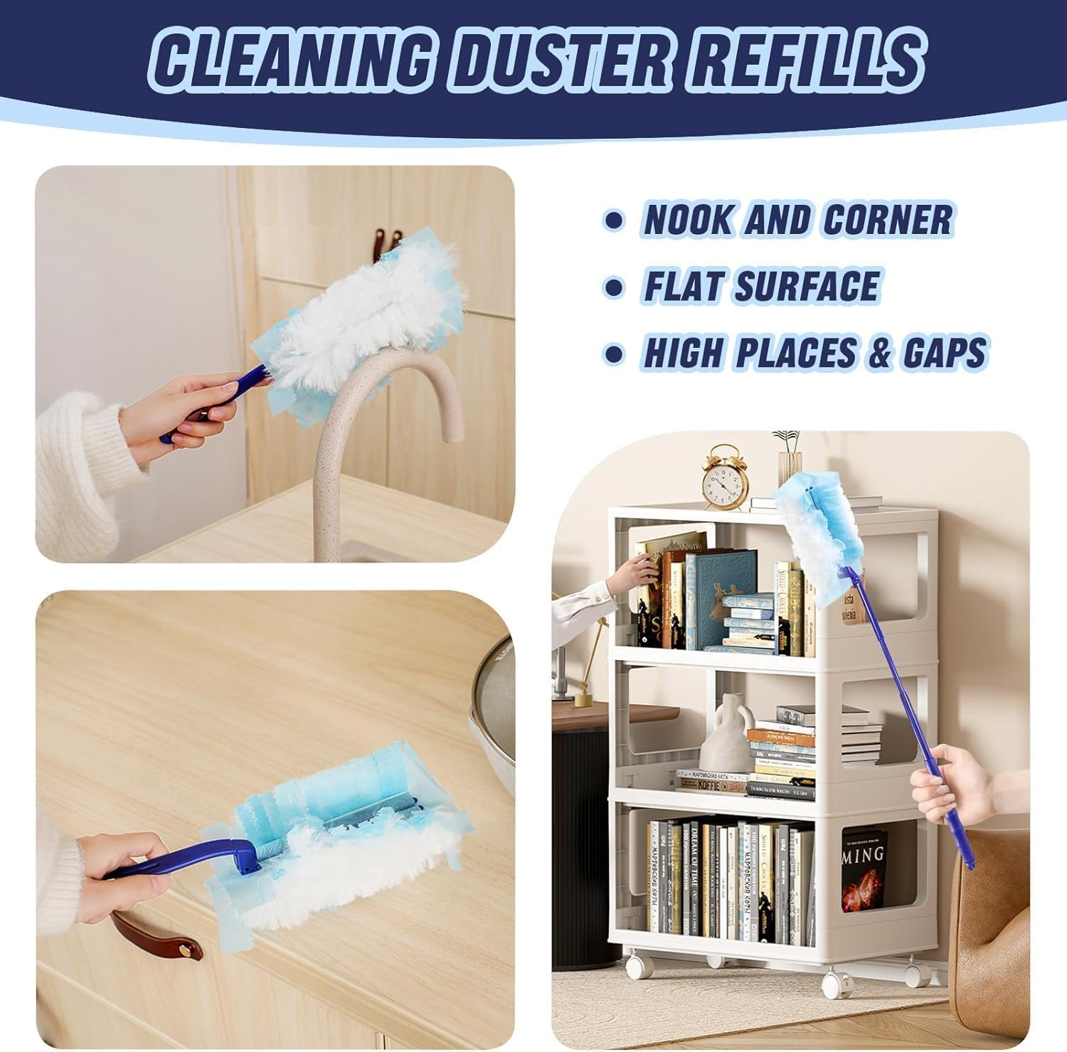 Pack of 30 Duster Refills Set for Swiffer, Highly Effective Dust Magnet Cloths with 180&deg; Rotation Function, Dust Catcher for Pet Hair, Dust Dirt, 2 Ergonomic Handles image number 4