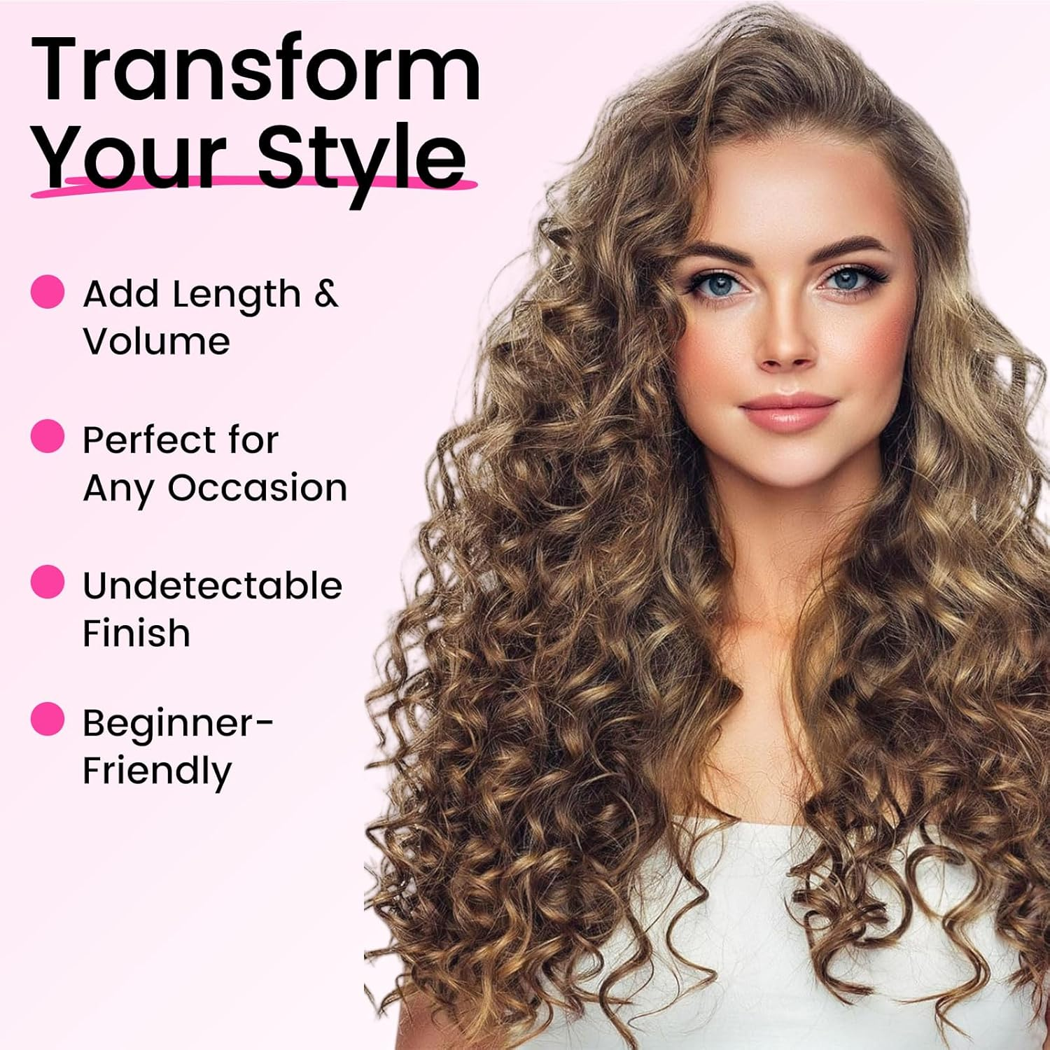 Lunarcharm 4 Pieces Curly Hair Extensions 40 Cm Clip in Hair Extensions Short Curly Invisible Natural Hairpieces for Women Chocolate Brown with Highlights