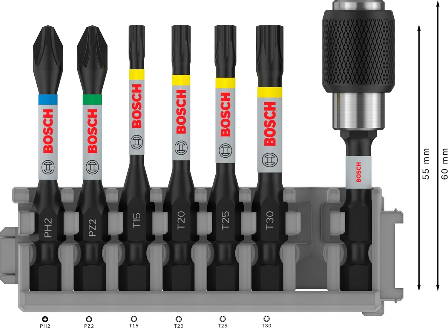 Bosch Professional 7Pcs. Screwdriver Bit Set (Impact Control, T/PZ/PH Bits, Length 25Mm, Universal Holder Quick Release, Pick and Click, Accessory Impact Drill) image number 5
