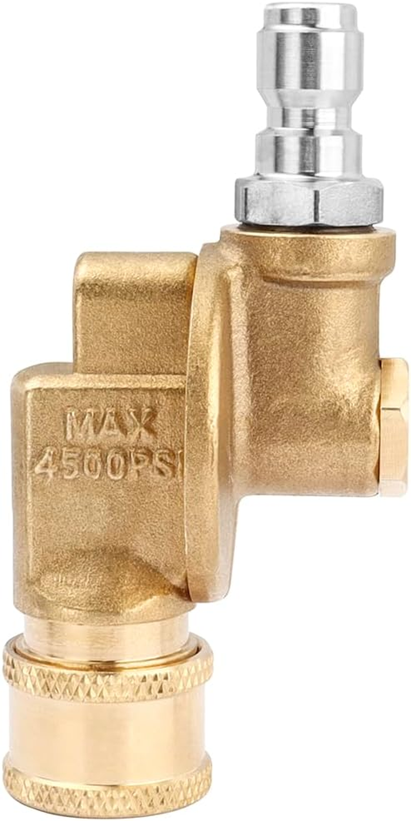 Yakamoz 7 Angles Pressure Washer Pivoting Coupler, 1/4&rdquo; Brass Quick Connect 240 Degree Gutter Cleaner Attachmen for Pressure Washer Tips(4500 PSI) image number 5