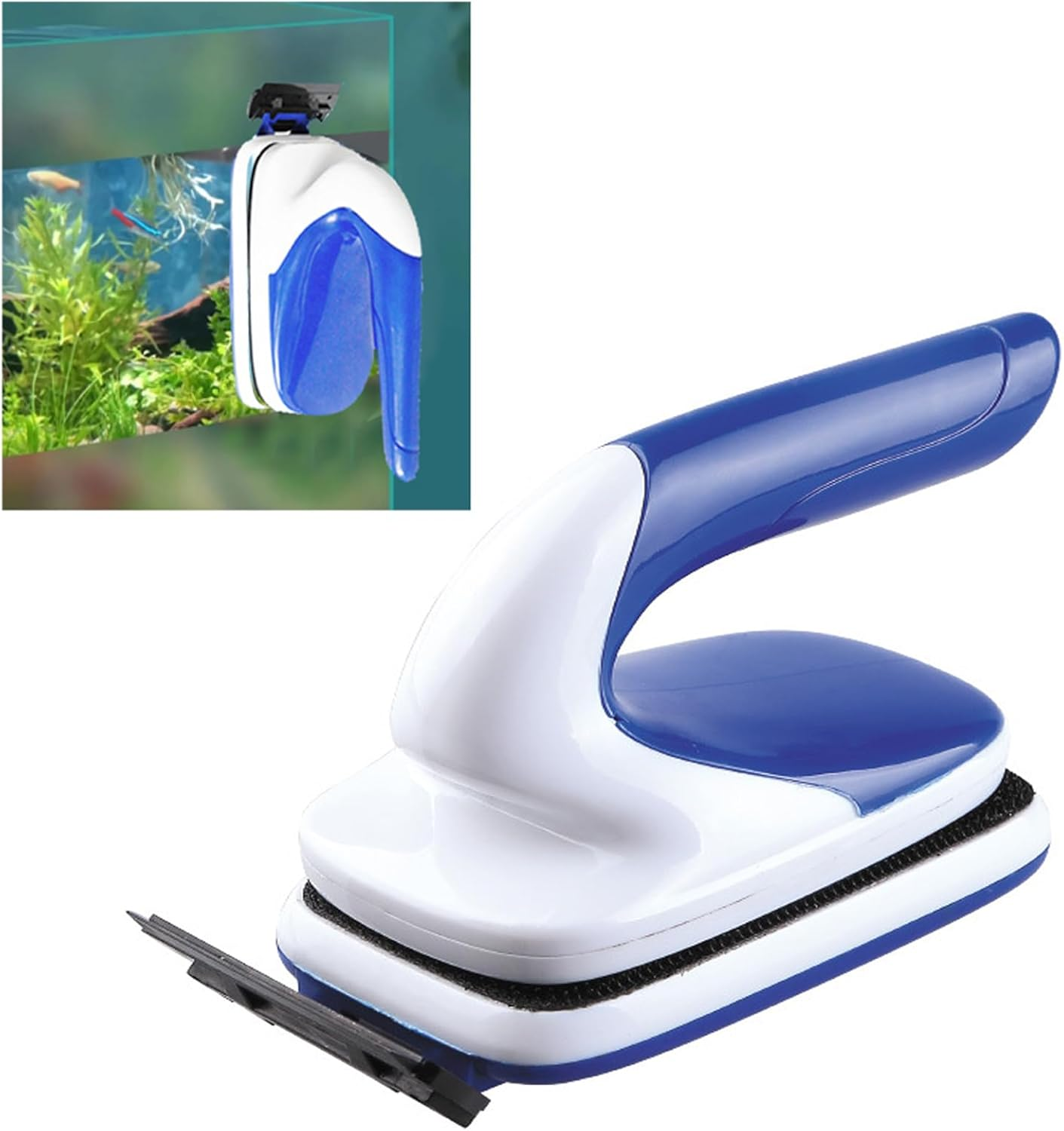 Magnetic Aquarium Fish Tank Glass Algae Scrapers Glass Cleaner Scrubber Clean Brush with Ergonomic Handgrip Design [Floating,Scratch-Free,Non-Slip,Magnetizing] (L)
