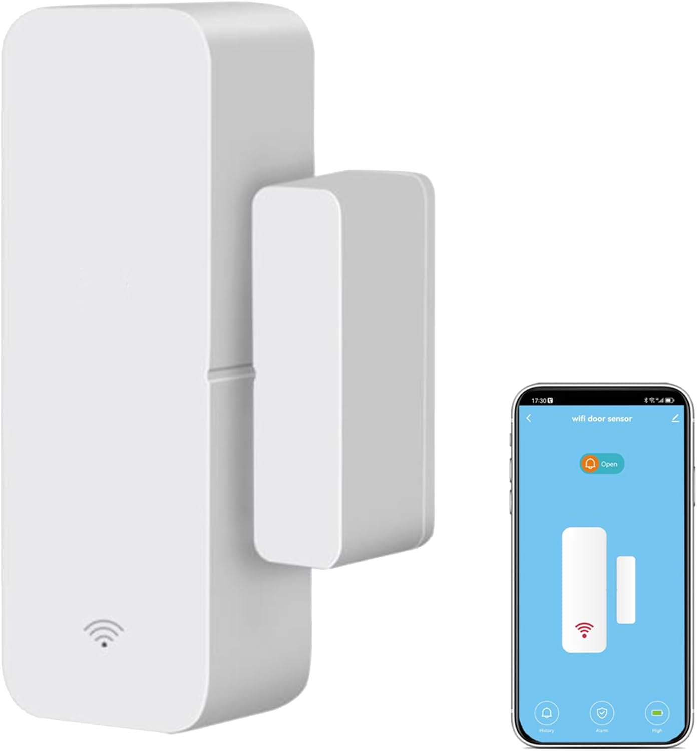 Wifi Door Sensor Window Detector: Smart Window Contact Sensor, Wireless Magnetic Door Open Detector with Free Notification Alerts, Compatible with Alexa Google Assistant (4-Pack)