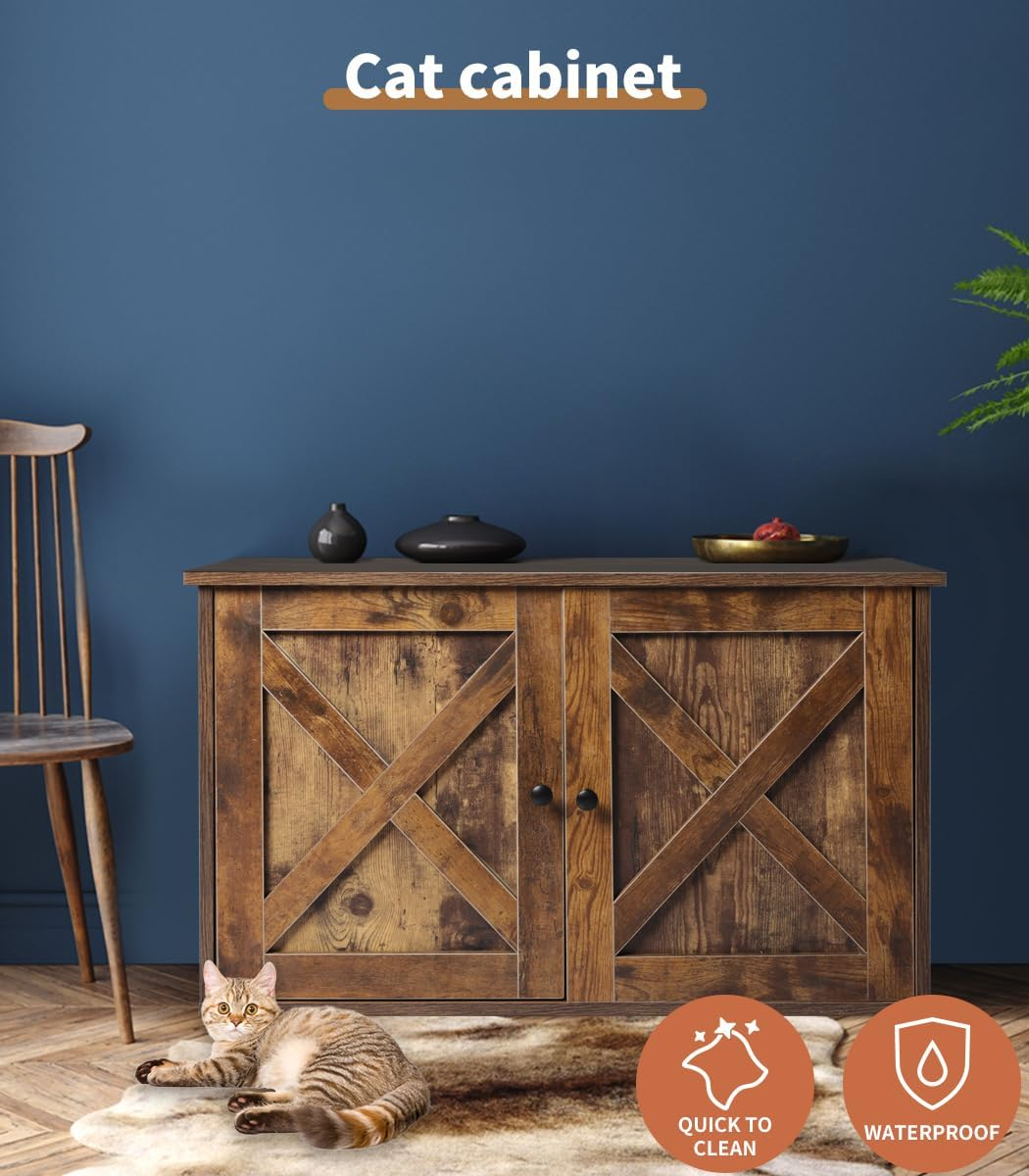 Pawz Enclosed Cat Litter Cabinet Box Furniture Kitty Toilet Tray Pet House Table image number 5