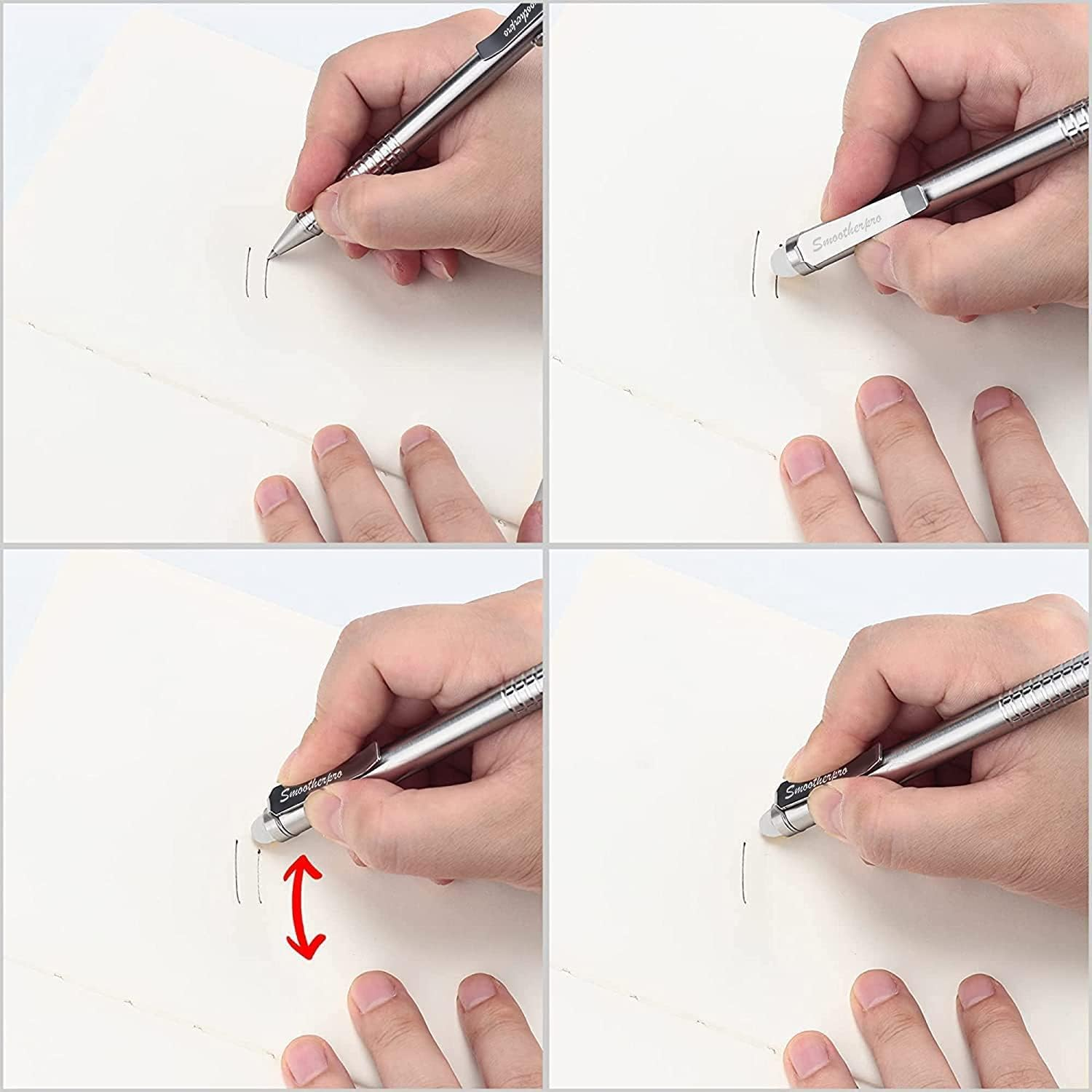 SMOOTHERPRO Erasable Ballpoint Pen Stainless Steel Pen Compatible with Pilot Frixion Refill for Office School Business EDC Color Natural (SSF010) image number 1