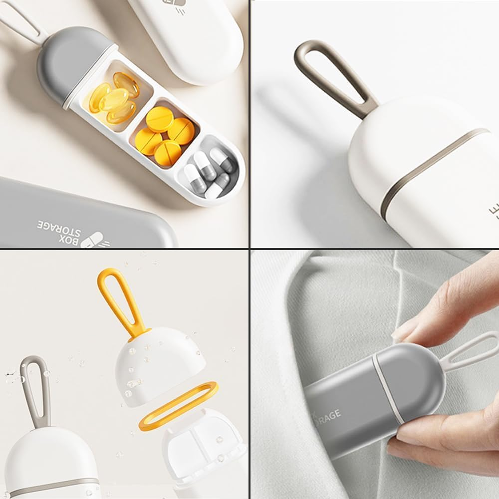 3 Pcs Travel Pill Case, Portable Daily Medicine Box, 3 Compartments Portable Pill Case, Small Size Compact Moisture Proof Pill Box for Vitamins, Medications, Fish Oils, for Travel & Daily Use image number 2