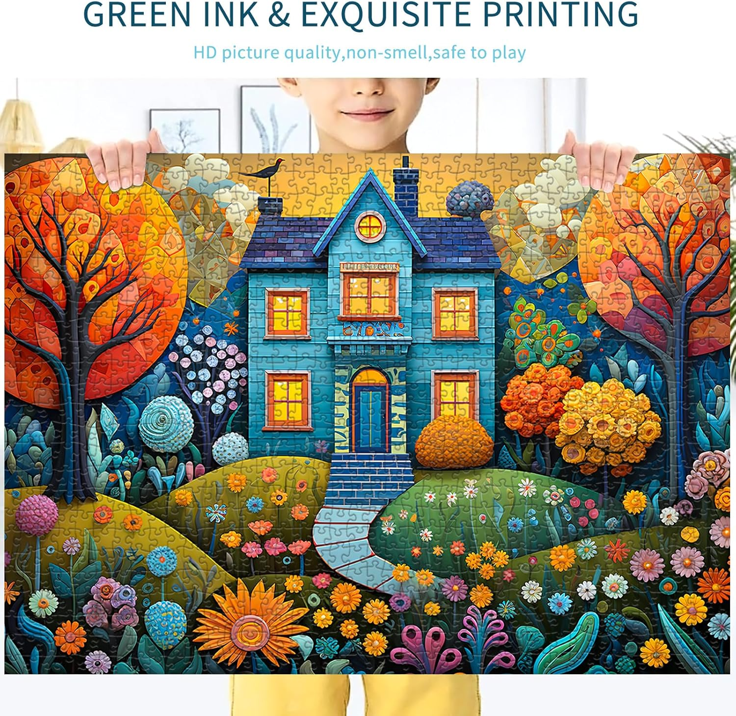 Chalzidar Jigsaw Puzzles for Adults 1000 Pieces, Interlock Perfectly Letter on Back No Dust, Home Decor Birthday Gift Toy for Men Women Elders Seniors, 1:1 Poster - Beautiful Homes