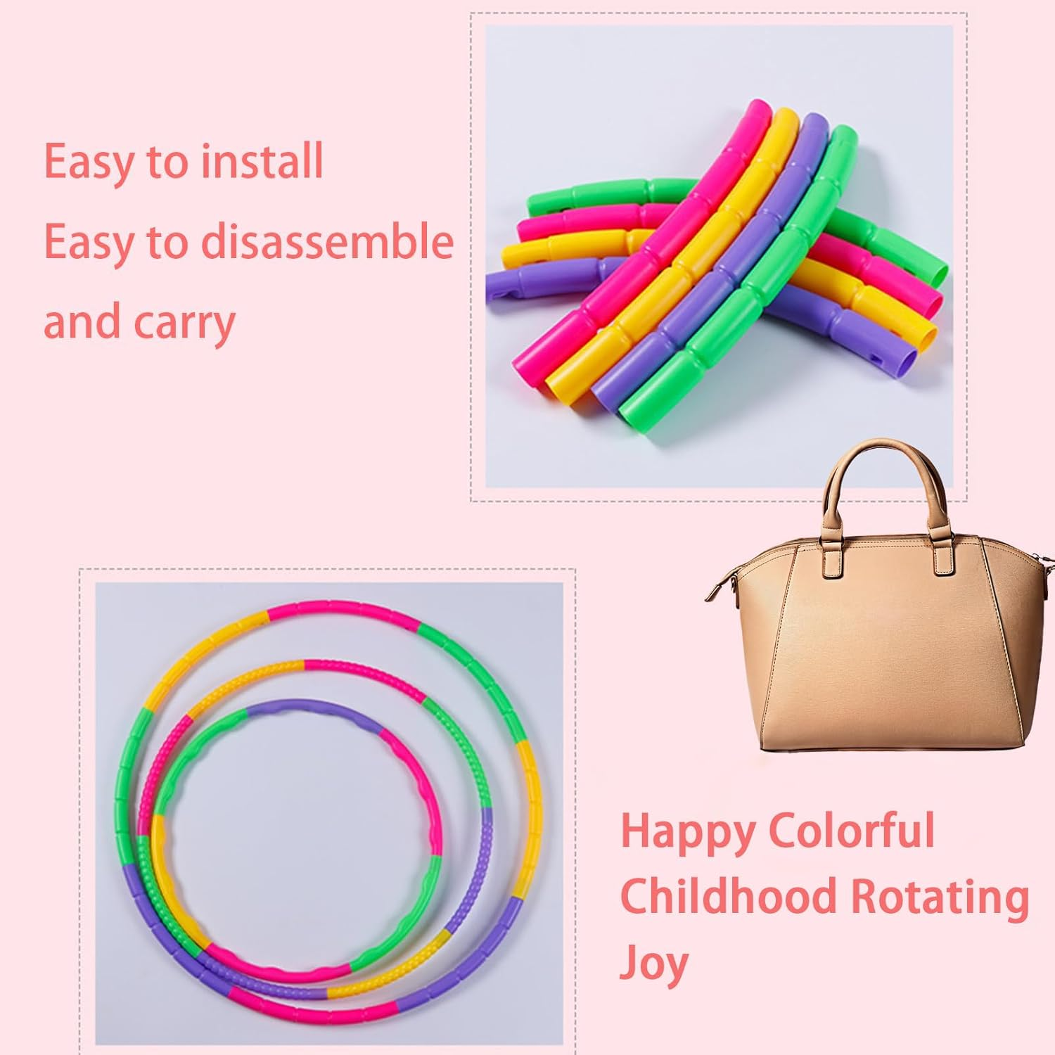 Children'S Hula Hoop Set of 2 (58 Cm, 100 G) - Hula Hoop for Children 3-12 Years with 8 Segments - Hula Hoop for Outdoor Sports and Family Games image number 1