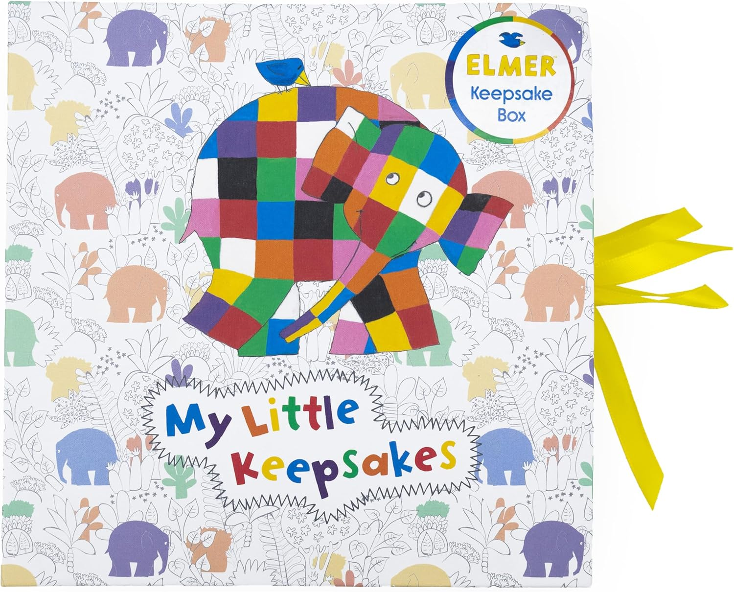 Elmer Baby Keepsake Box &ndash; 6 Drawer Memory Box for Newborn Mementos &ndash; Baby Gift with Ribbon Closure &ndash; Official Licensed Gift image number 1