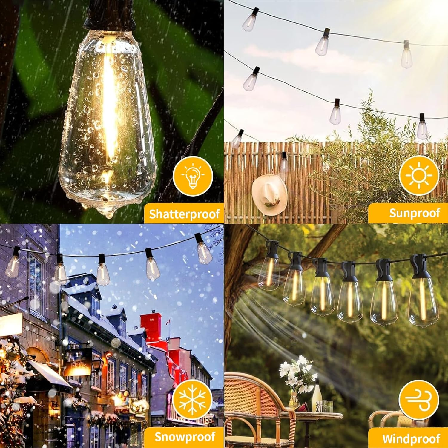Roccar Festoon Lights Outdoor, 30M String Lights with 50+2 LED Bulbs, Waterproof and Shatterproof Plug-In Outdoor Lights, outside Fairylights for Backyard,Porch,Patio image number 2