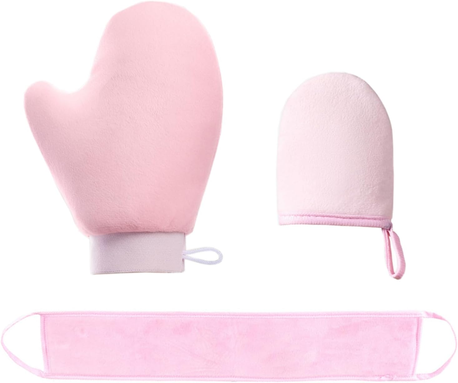 Tanning Mitt Set for Self-Tanning Mousse and Lotions - Elastic Tanning Gloves with Finger Slots for Back Applicator - Washable and Reusable Body Self Tanner Mitts (Pink)