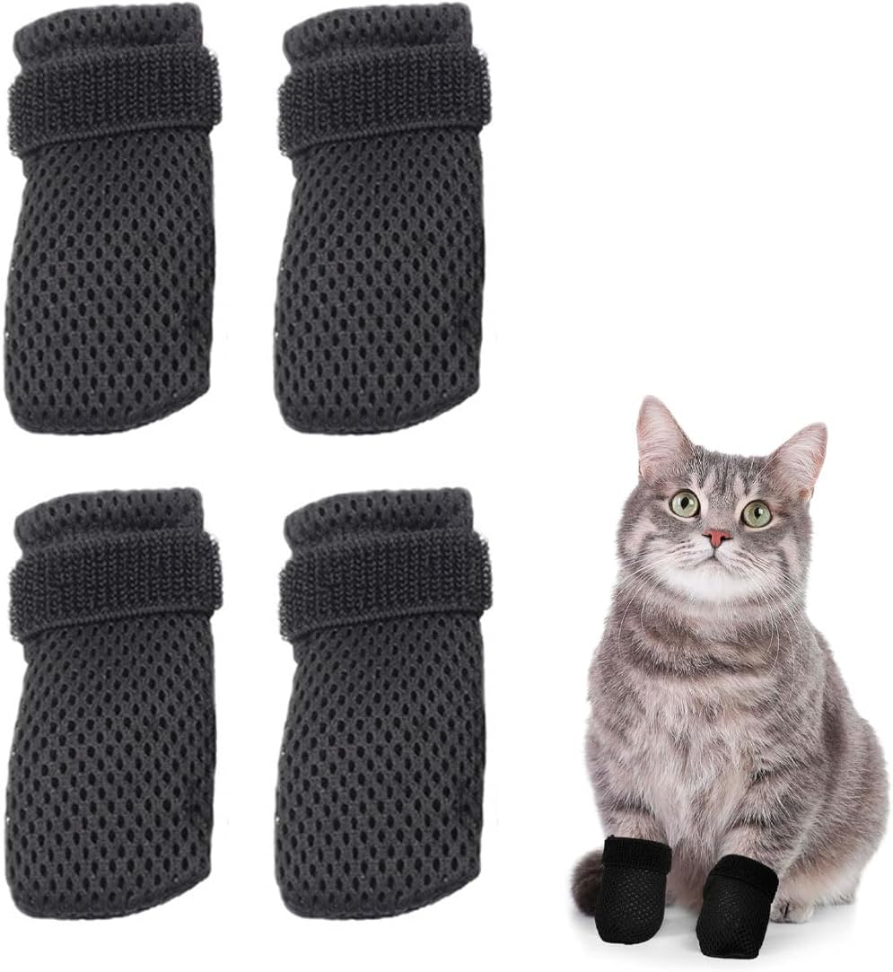MIRKUZI Paw Protectors for Dogs, 4 Pack Paw Protectors for Dogs and Cats, Adjustable Mesh Paw Protector for Cats, Mesh Nail Clippers for Bathing Pets (S) image number 1