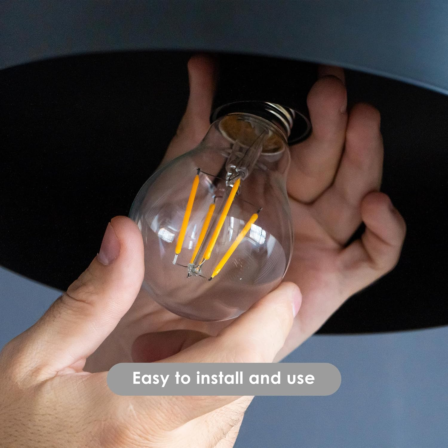 FTL E27 Vintage LED Bulbs,4W 40W Equivalent E27 Edison Screw Light Bulb 3000K Warm White,Non-Dimmable,400Lm A60 LED Filament Clear Glass Globe Light Bulb,Pack of 6 image number 3