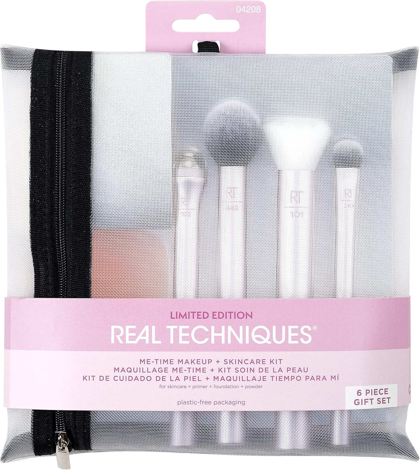 Real Techniques Limited Edition Me Time Makeup Brush and Skin Care Set, 6 Piece Holiday Gift Set, Pink, (4208) image number 5