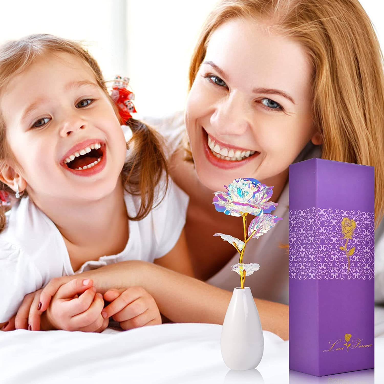 Birthday Gifts for Women, Gifts for Mom on Mothers Day, Artificial Rose Flower & Vase Gifts for Her Wife Grandma from Daughter Christmas, Valentine'S Day, Mother'S Day, Thanksgiving, Anniversary image number 3