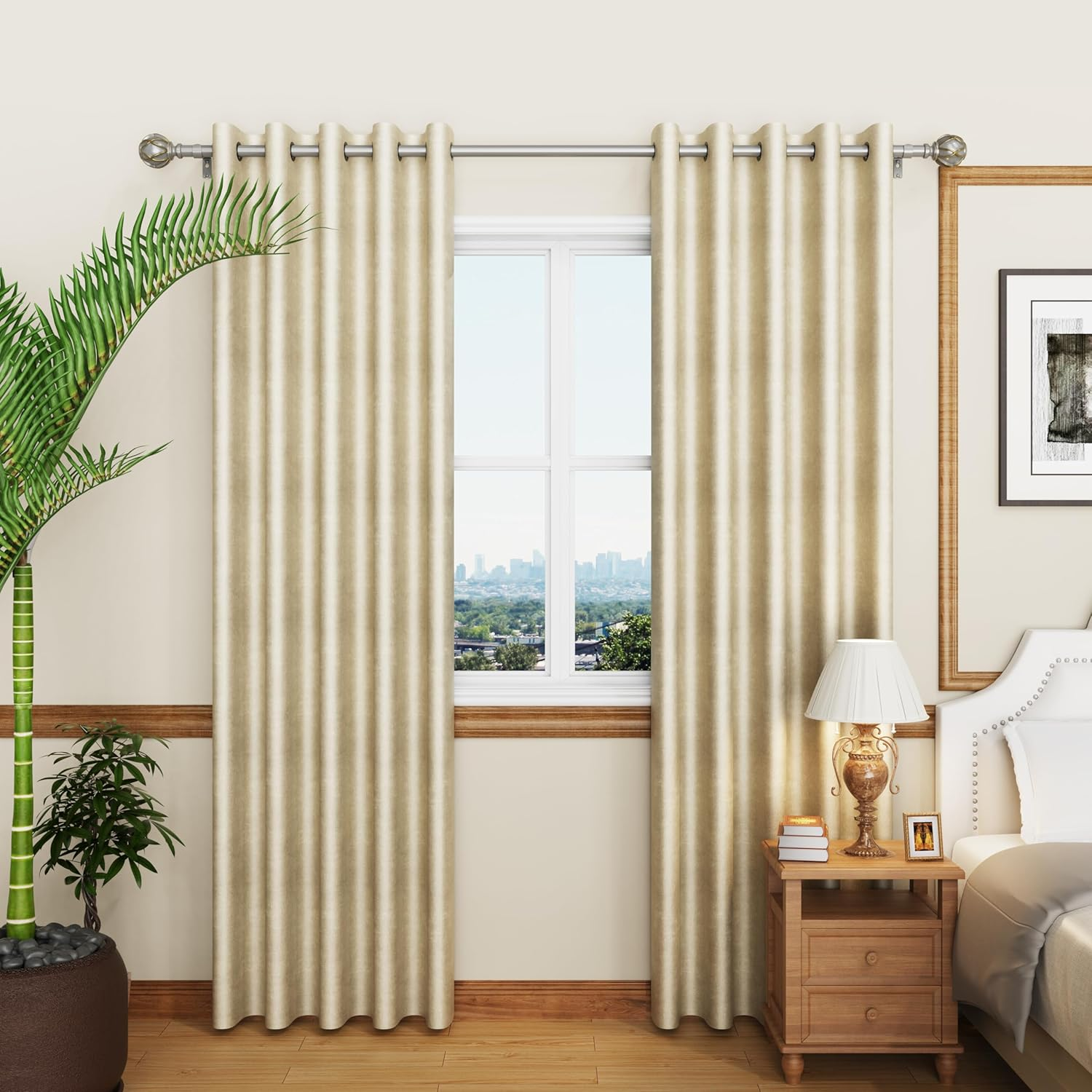 Curtain Rod 300 Cm, 325-Cm Rod, Thick, Adjustable Length Heavy Duty Decorative Finials Diameter 7/8 Inch,Silver image number 3