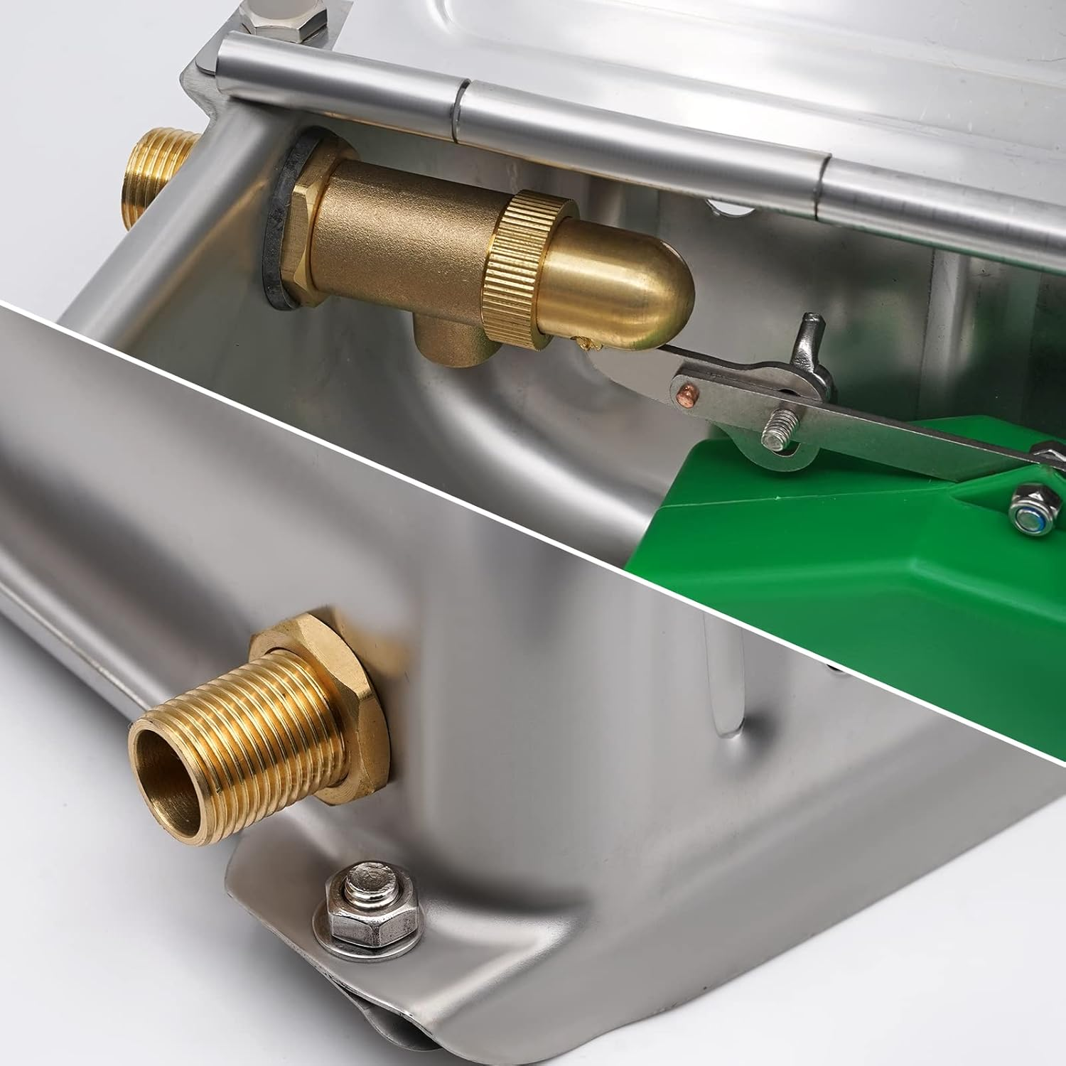 Stainless Steel Water Bowl with 1/2 Inch Brass Float Valve Dog Automatic Drinking Bowl with Drain Plug for Horse Dog Cattle Goat Sheep Pig