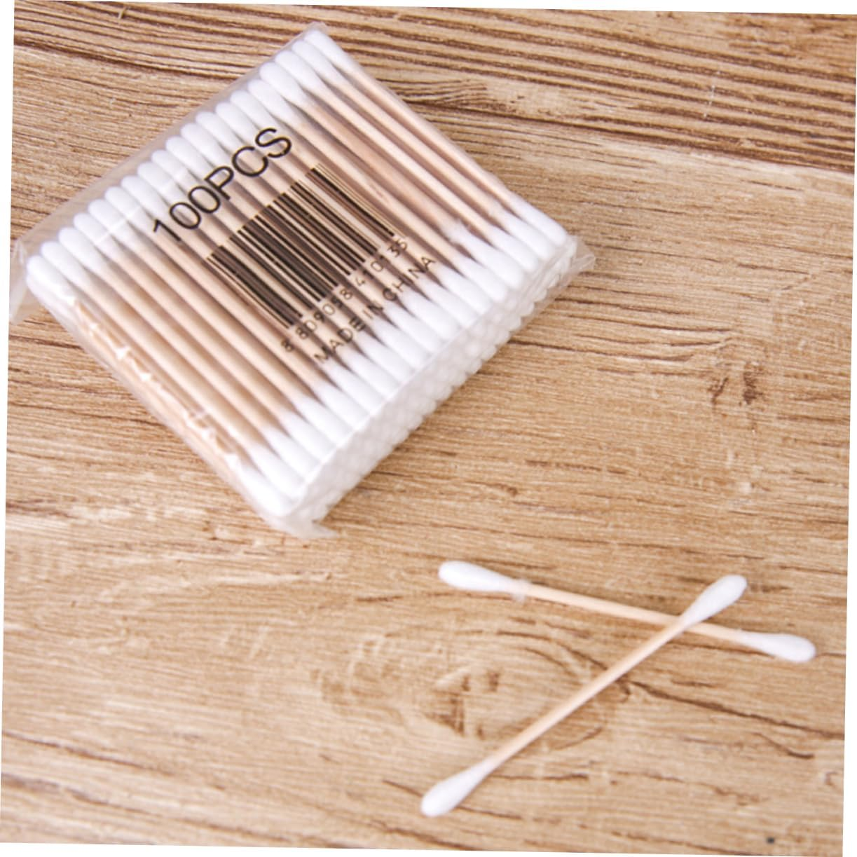 NOLITOY 500Pcs Wooden Stick Cotton Buds Double-Ended Makeup Removal Swabs for Ages 5 Packs (100Pcs Each) - White image number 3