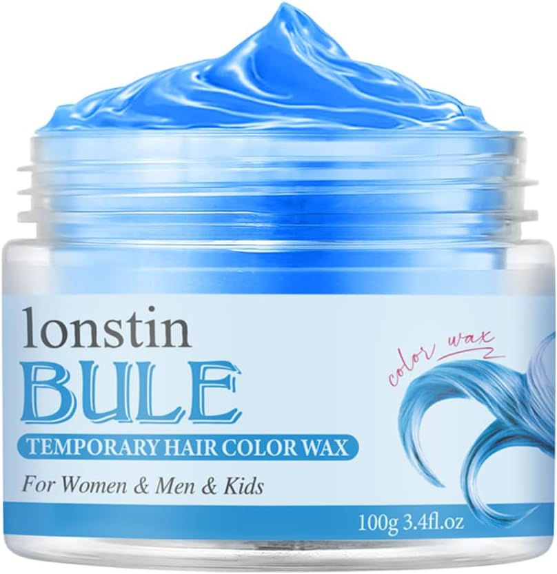 AU Temporary Hair Color Wax Pink - Instant Natural Dye Clay, Non-Damaging & Easy Wash Out, 13 Colours for Men & Women (100G) (Deep Blue, Deep Blue)