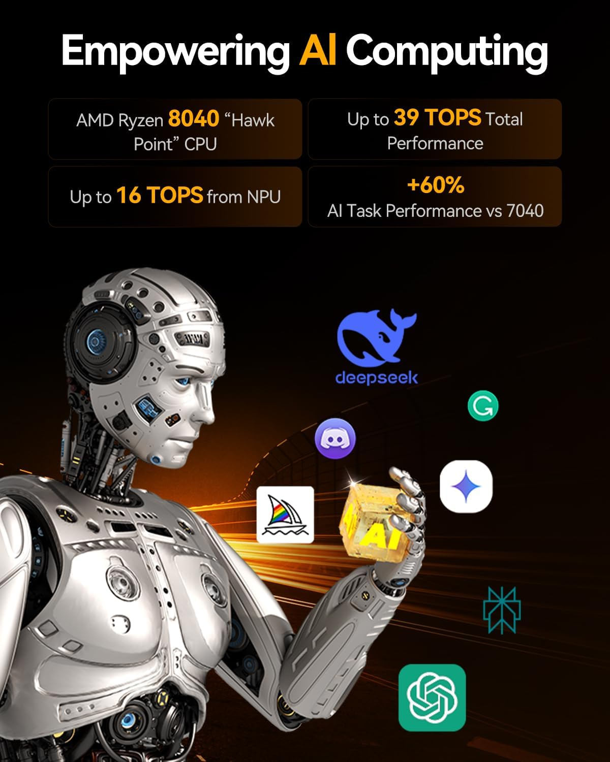 GEEKOM A8 Mini PC (3-Year Quality Support), AMD Ryzen 7 8745HS AI Mini Computers, 32GB DDR5 5600Mhz RAM&1TB M.2 2280 Nvme Gen4*4 SSD, Windows 11 Pro Mini Desktop, Wifi 6E/Bt5.2/Usb4/8K/Quad Displays image number 2