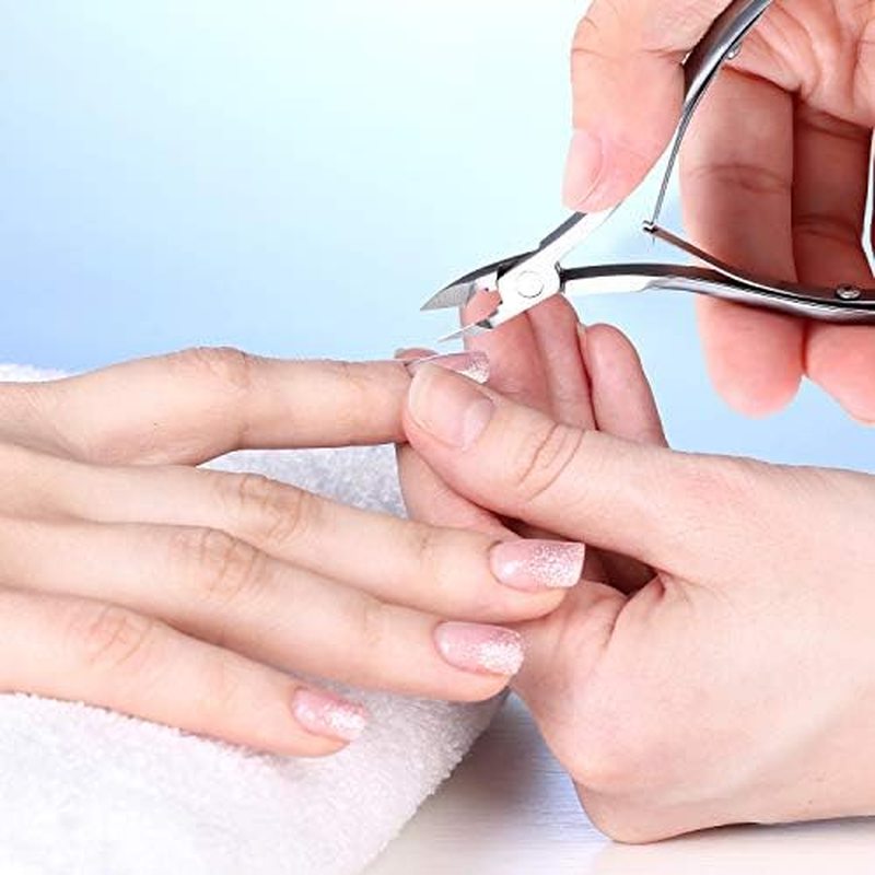 8 Pieces Cuticle Nippers Stainless Steel Cuticle Trimmer Pointed Blade Cuticle Cutter Clipper Dead Skin Remover Scissors Manicure Tools for Fingernails and Toenails - Silver image number 4