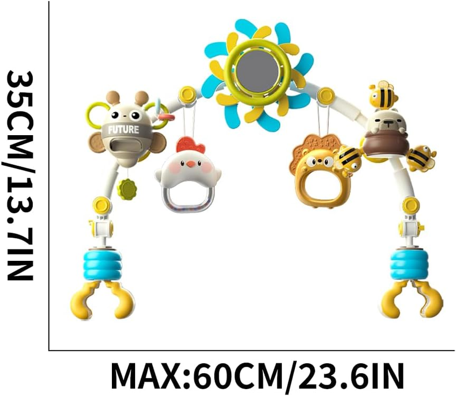 Baby Stroller Toy, Bouncer Toy Bar, Flexible Activity Arch Pram Toys for Toddlers (Blue) image number 2