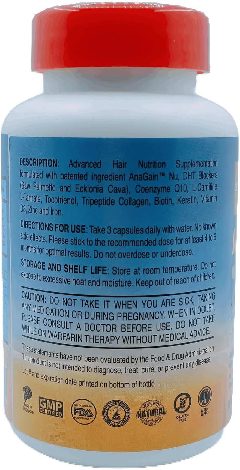 REGENSIFY Redensifying Hair Nutrition - Hair Regrowth Supplement with Anagain Nu, Saw Palmetto, Ecklonia Cava, Coenyzme Q10, Tocotrienol, L-Carnitine | DHT Blocker | anti Hair Loss for Men & Women