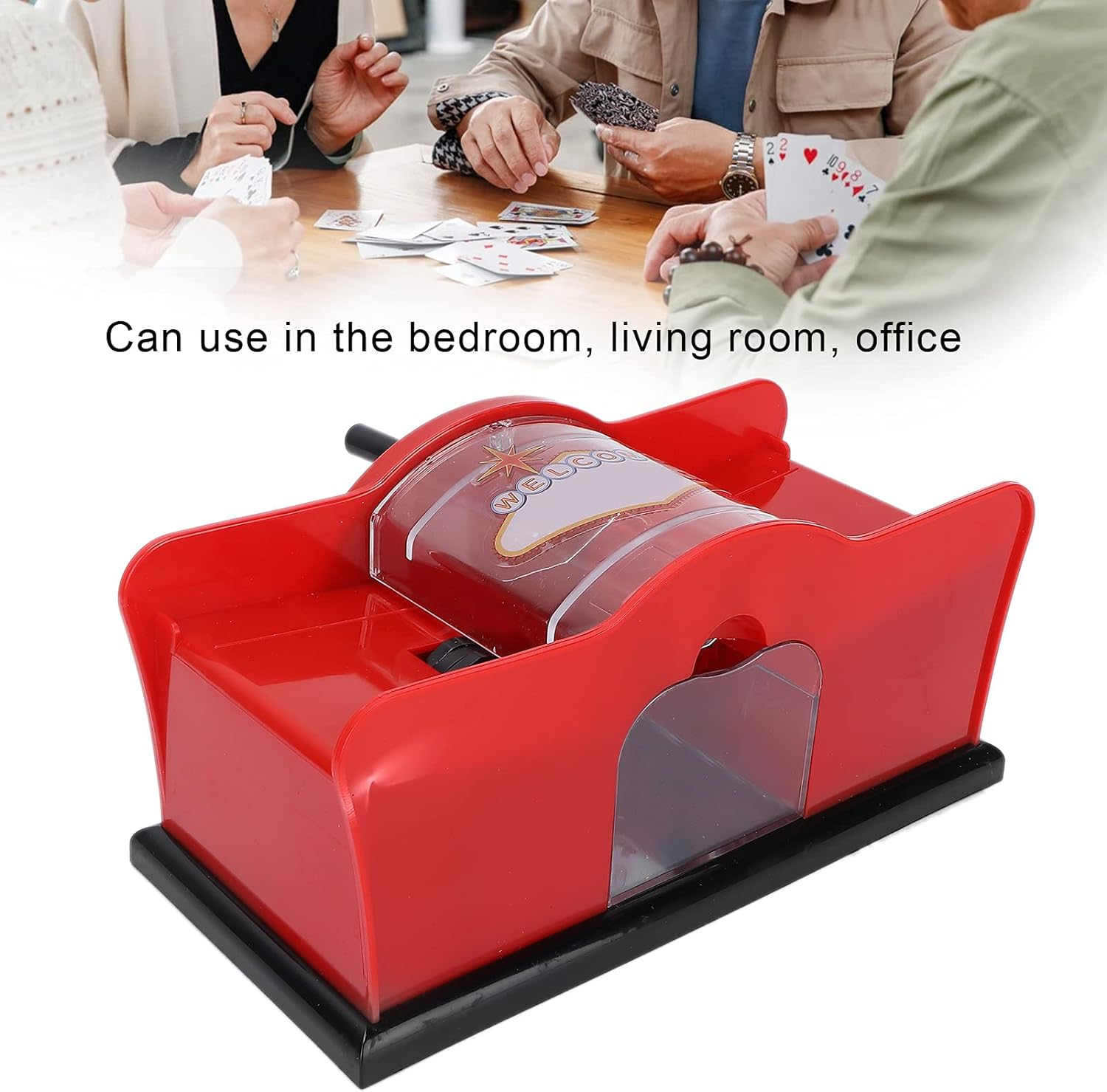 Casino Card Manual Shuffler, Card Shuffler Mute Safe Firm Sturdy Wear Resistant Portable Compact for Men Women for Family Gathering for Home Office - Red image number 6