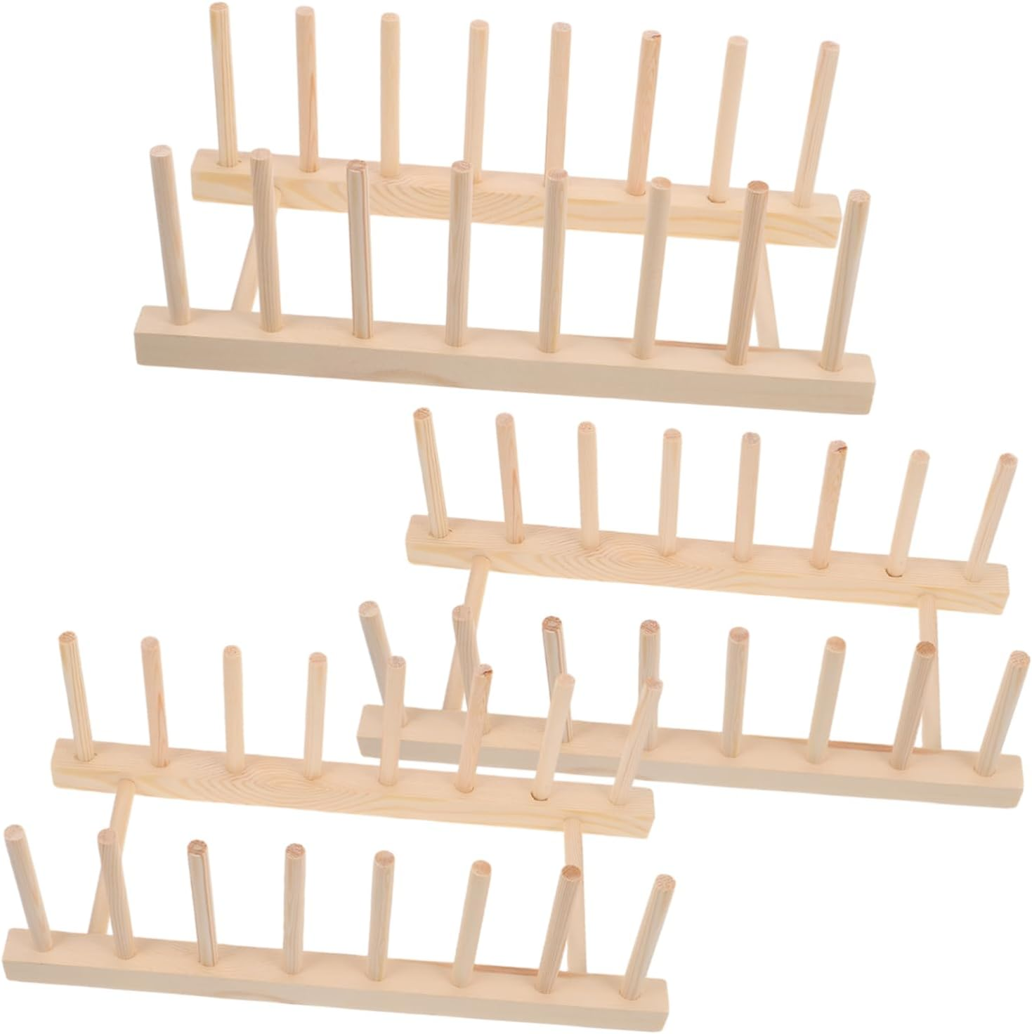 LABRIMP 3Pcs Wood Dish Drying Rack Wooden Storage Holder Organizer for Plate Bowl Cup Book Pot Lid Cutting Board Drying Rack Stand Holder