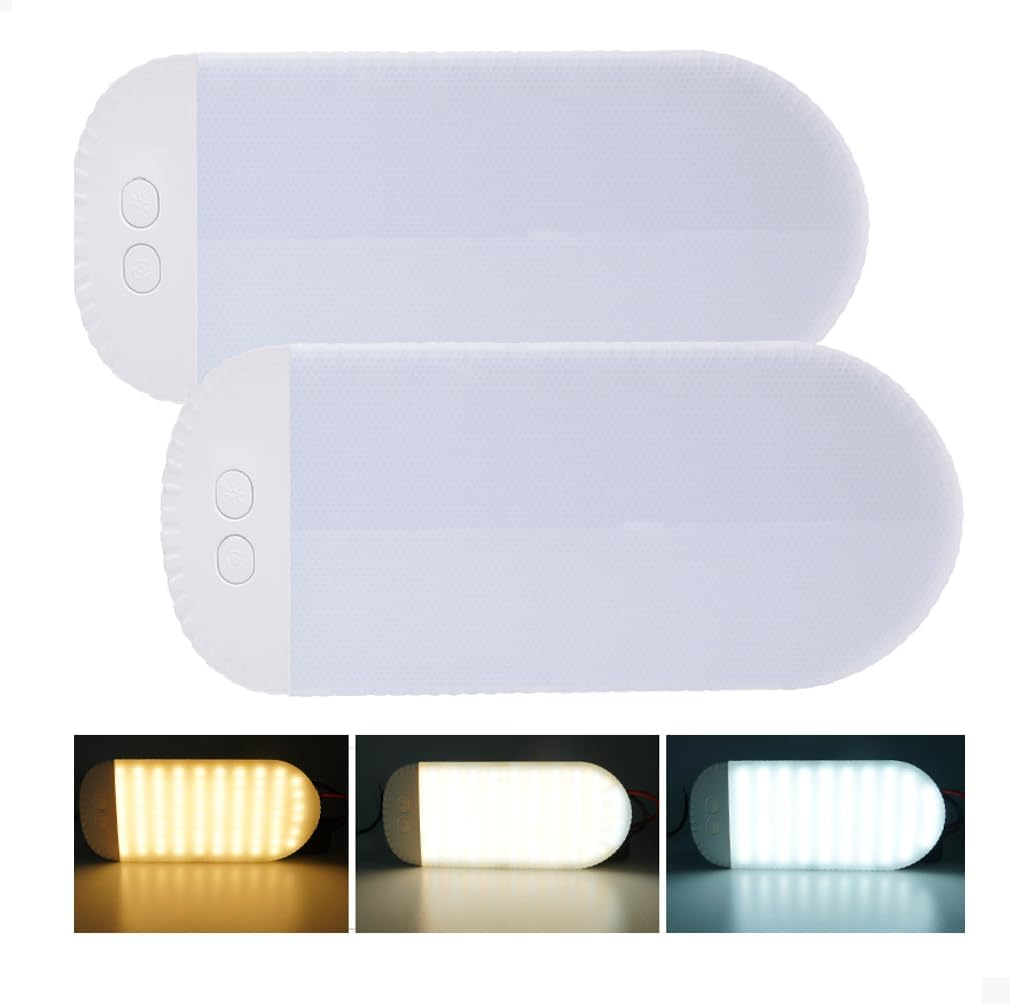 RV Lights Interior 12V Camper Lights 174Leds 15W 1200LM 3 Color Dimmable Super Bright LED Ceiling Dome Light Panel Light for Caravan Camper Travel Trailer Motorhome Sailboat Yacht(2Pack) image number 6