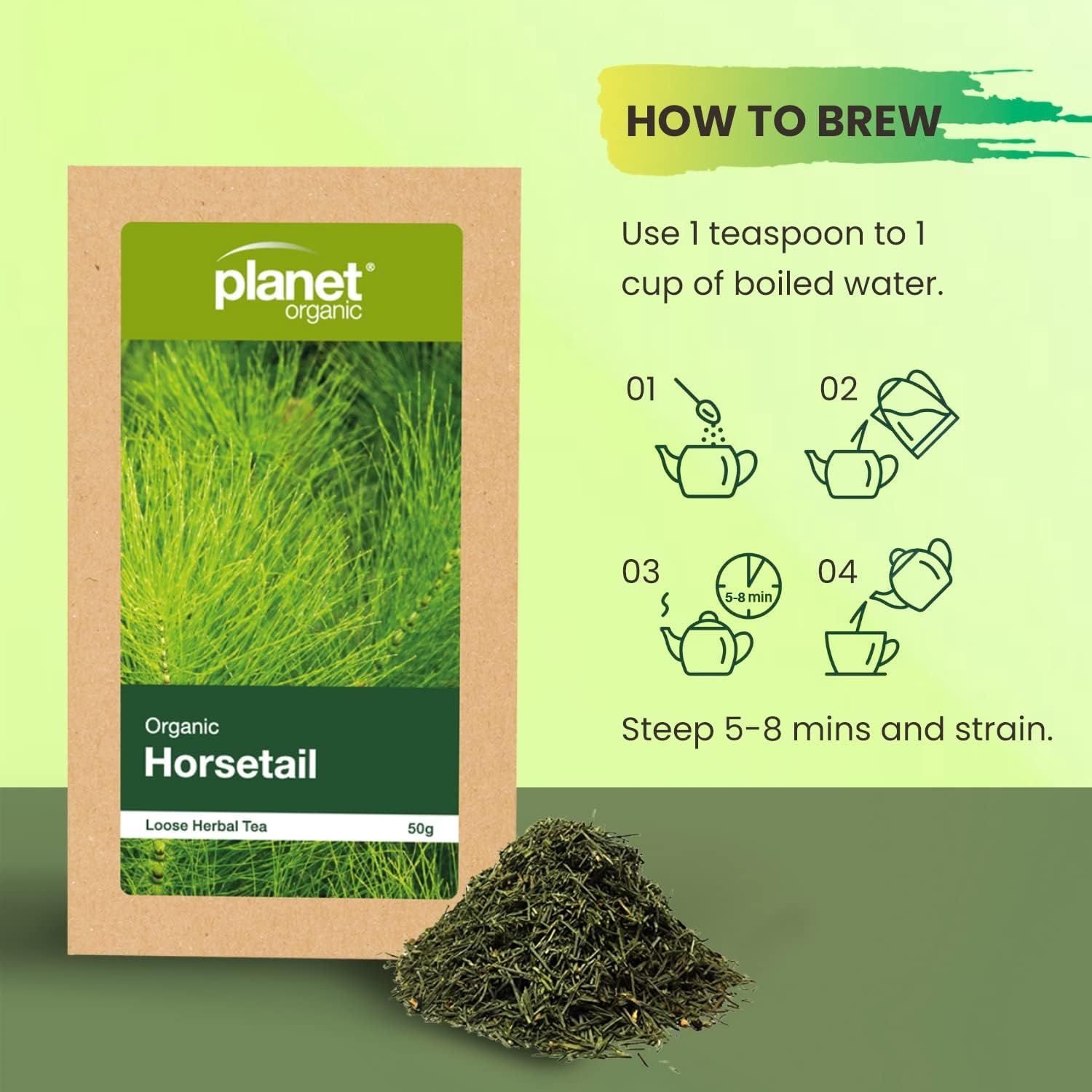 Planet Organic Horsetail Loose Leaf Tea, 50 G