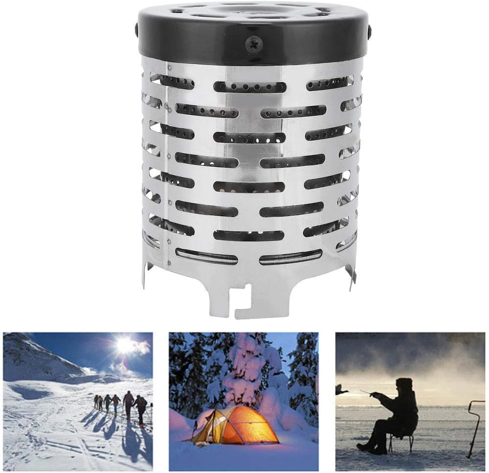 Yosoo Mini Stainless Steel Portable Wood Burning Outdoor Heater Folding Warming Stove Cover for Camping image number 3