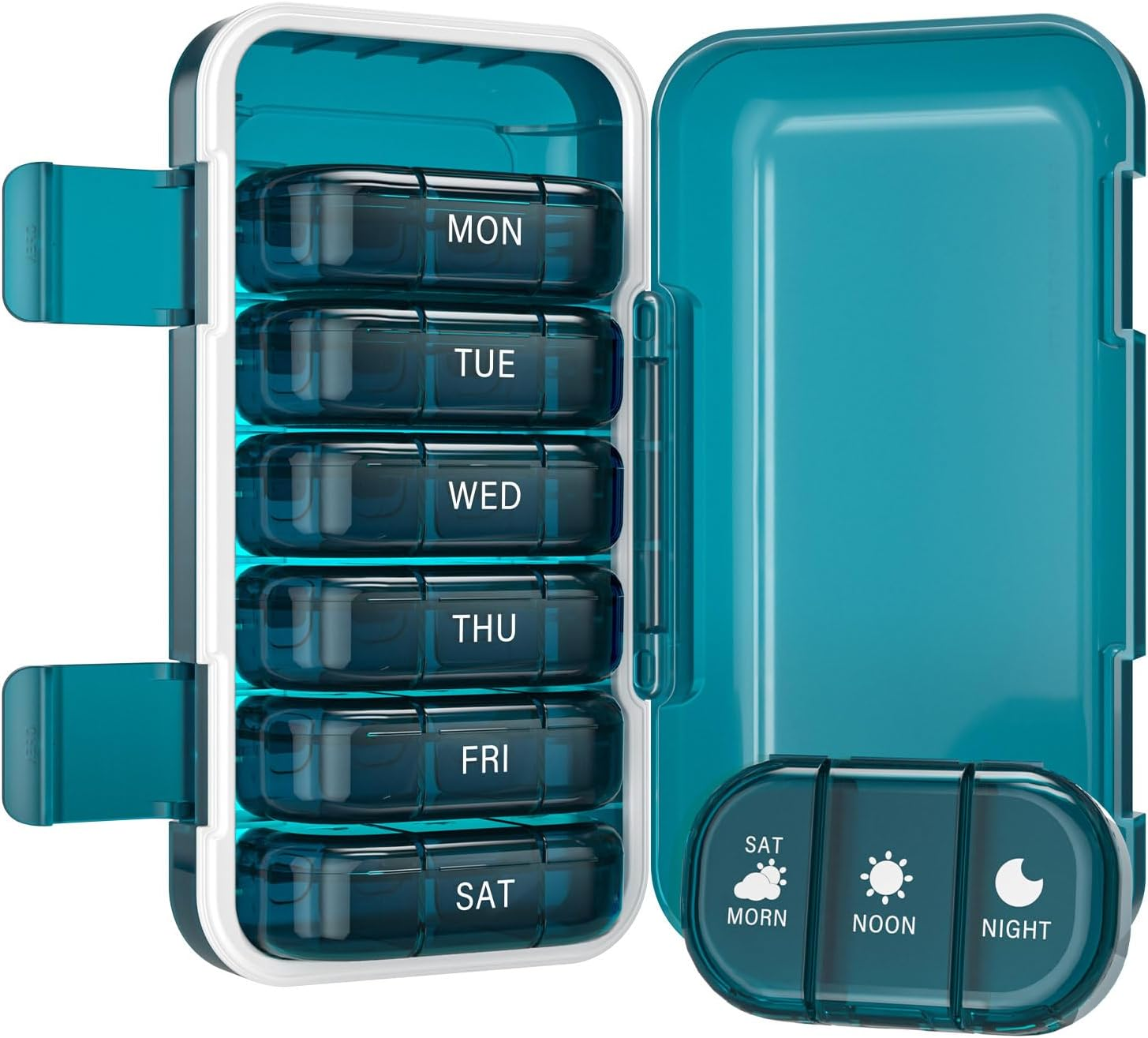Vikie Weekly Pill Organizer 2 Times a Day with AM PM Sections, Bpa-Free, Portable & Moisture-Proof for Pills, Vitamins, Supplements (2X7 Blue)