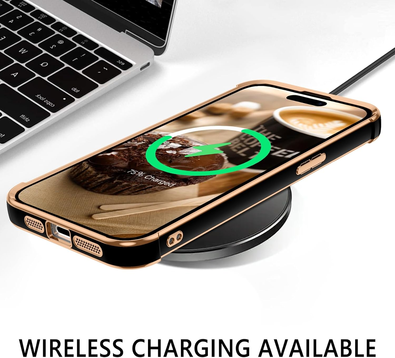 GUAGUA for Iphone 15 Pro Max Case, Luxury Bumper Case Iphone 15 Pro Max Case Cute Heart Pattern Cover for Women Camera Protection & 4 Corners Shockproof Protection Phone Cover Black image number 4