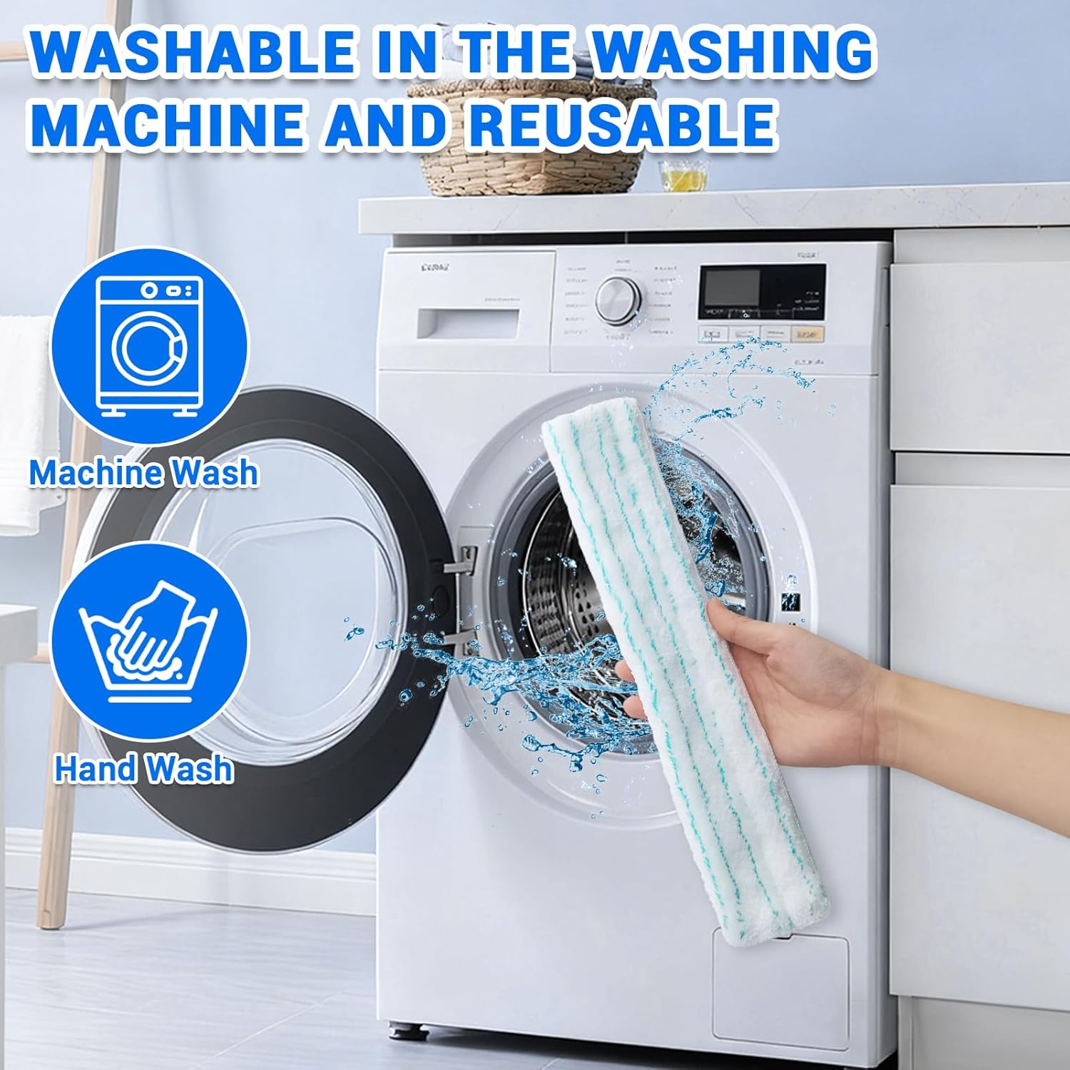 Gifcomda 3 Replacement Covers for Leifheit Window Wiper L - Microfibre Replacement Covers with Fastening, Easy Fit, Highly Absorbent, Best Glass Cleaning