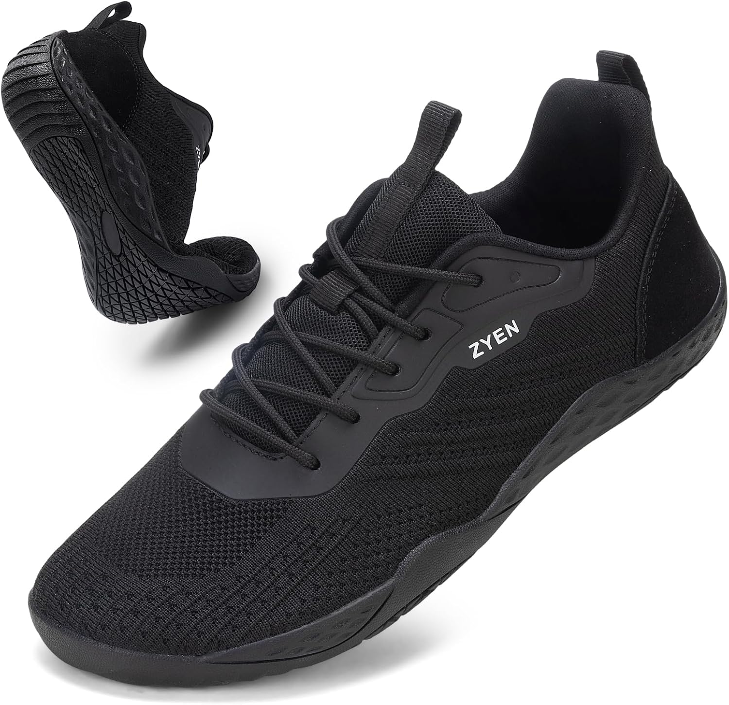 ZYEN Mens Barefoot Shoes Wide Toe Box Trail Running Sneakers Zero Drop Non-Slip Extra Wide Width Walking Shoes Minimalist Wrestling Sneakers Gym Trainer 6.5-13