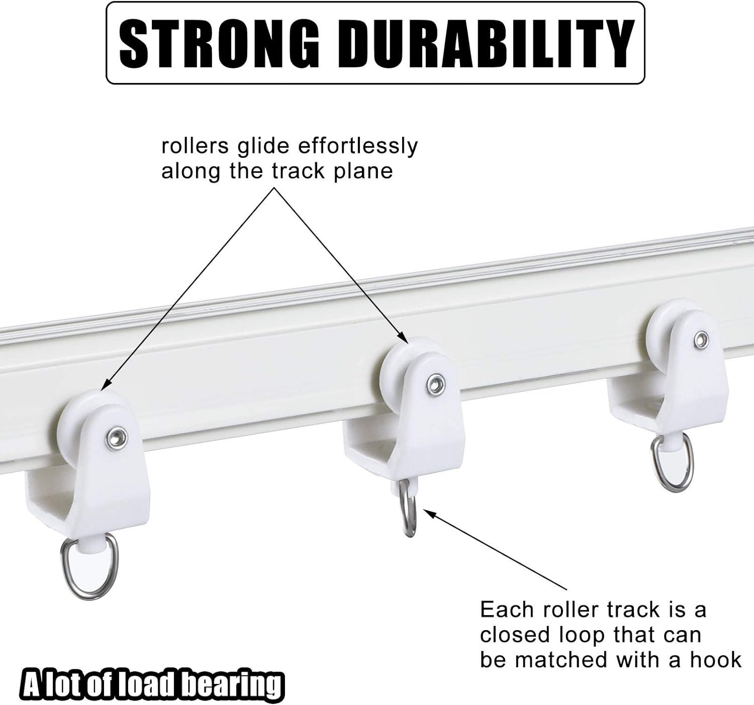 Curtain Track Rollers Ceiling Curtain Track Hooks Flexible Bendable Clips 11 Mm White Plastic Drapery Rail Gliders with Hooks for Shower Curtain Window Tracks(200 Pieces) image number 1