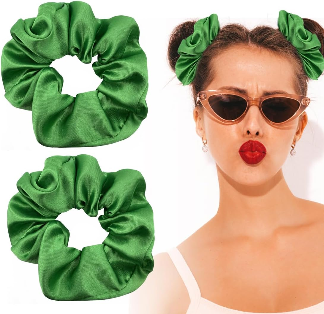 BIRLOZA Pack of 2 Neon Hair Scrunchie Pop Yellow Scratch Plain Scratch Elastic Band Pink Scratch Ties Hair Accessories Yellow Scrunchies Silk for Women Satin Hair Bobbles Yellow Girls Glitter image number 1