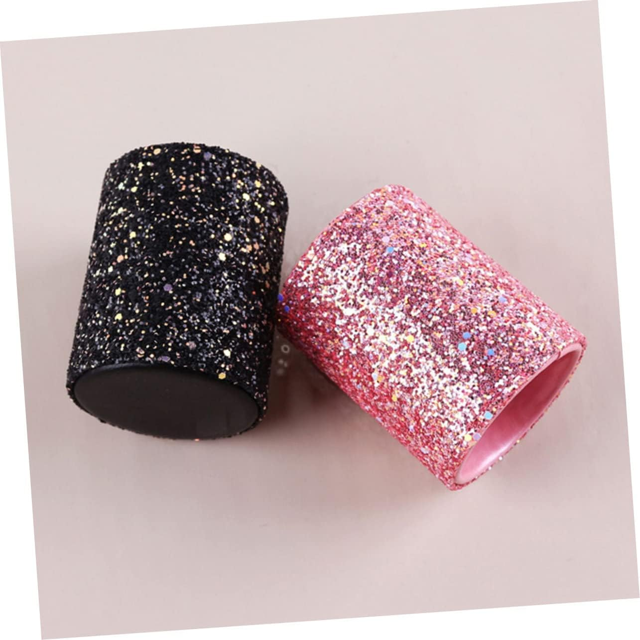 Mikinona Makeup Brush Storage Bucket Makeup Stand Organizer Metal Trim Pink Cup Holder for Dressing Table Pen Holder Decorative Bedroom Bathroom - Pink image number 4