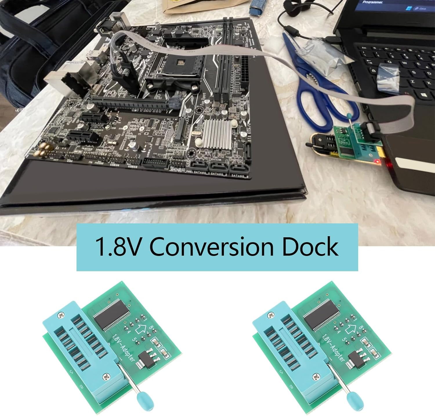 VGOL 2PCS 1.8V Adapter Motherboard Programmers Adapter Proto Board Module for 1.8V SPI Flash Chip SOP8 DIP8 Use on Programmers TL866 EZP2010 image number 1