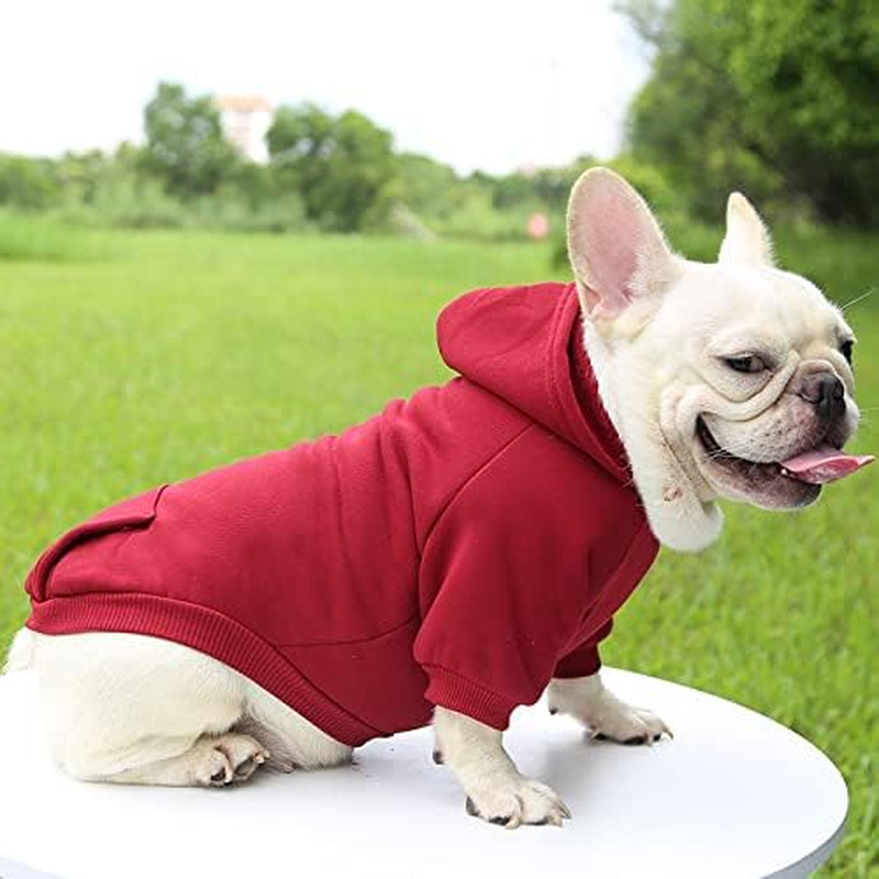 Dog for Small Dogs Dog Hoodie Soft Clothes Outdoors with Pocket Dog Hoodie for Small Dogs Puppy Pet Clothing (Wine Red, S) image number 4