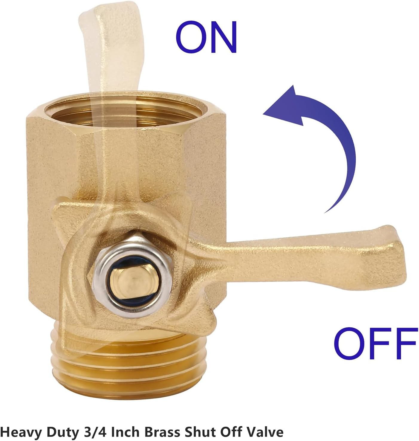 Heavy Duty Brass Garden Hose Shut off Valve, Easy to Use 3/4 Inch Water Hose Shut off Valve, Hose Shut off Valve with Hose Washers