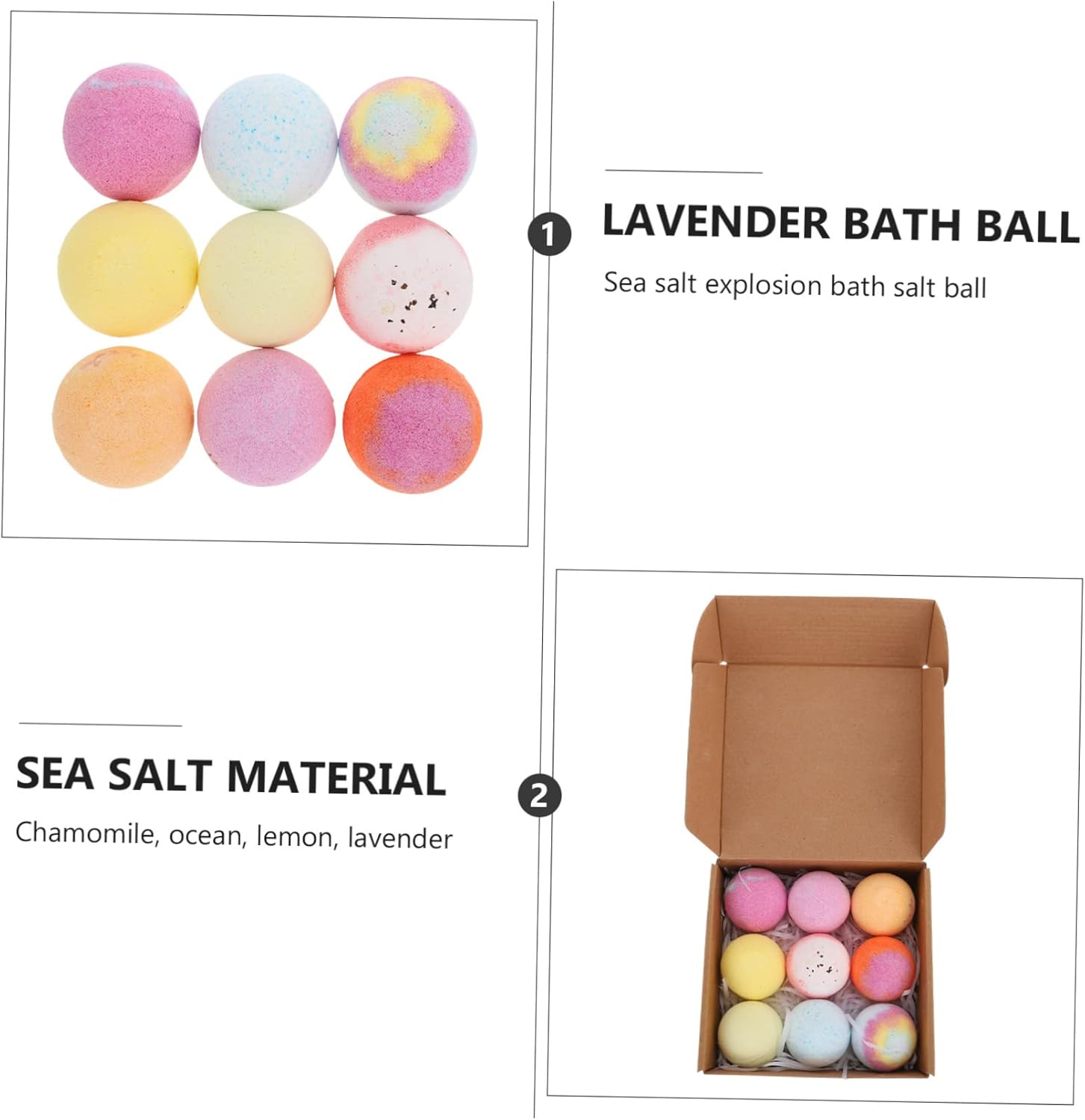 EXQUIMEUBLE 9Pcs Spa Bubble Natural Bath Salt Balls Boys and Girls Shower Bombs Relaxing Balls image number 4