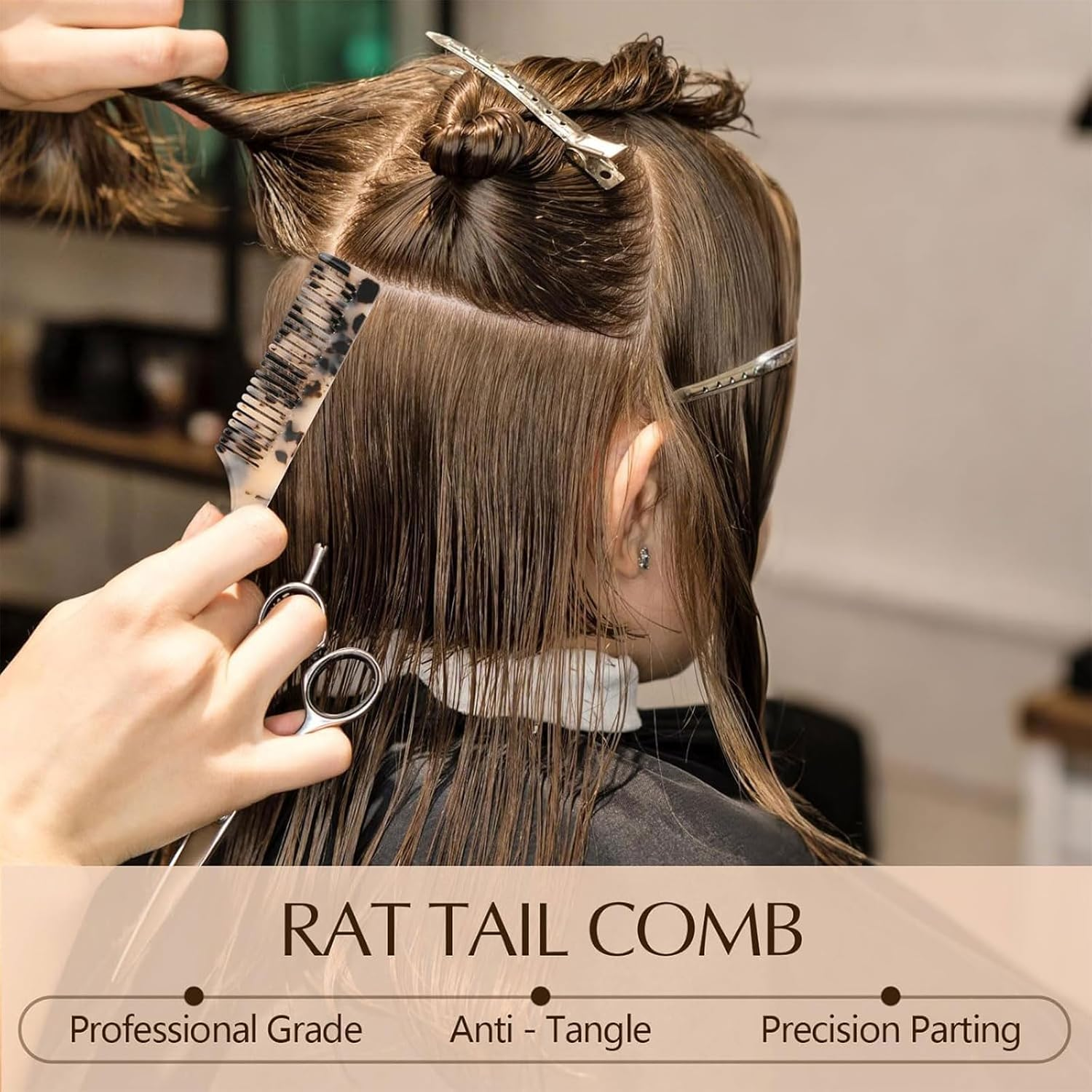 Muorruo 2-Pack Tail Combs for Women, Fine-Tooth Hair Comb for Parting and Teasing, Hair Styling Tools for Braiding, Eco-Friendly Comb Made from Recycled Cellulose Acetate image number 6