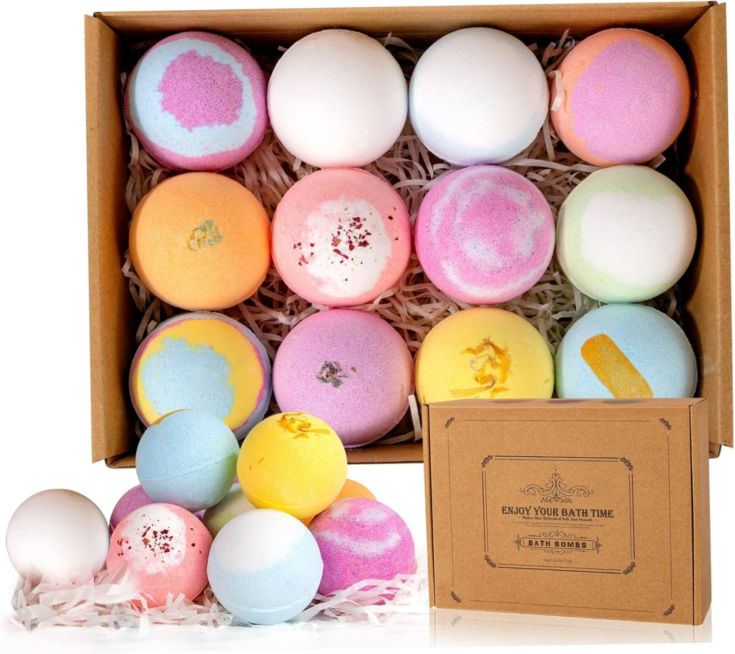 Bath Bombs, 6PCS 60G Natural Ingredient Shower Bombs Moisturizes Soothes the Skin, Relieve Stress Bath Bubbles SPA Essential for Women Gifts image number 1