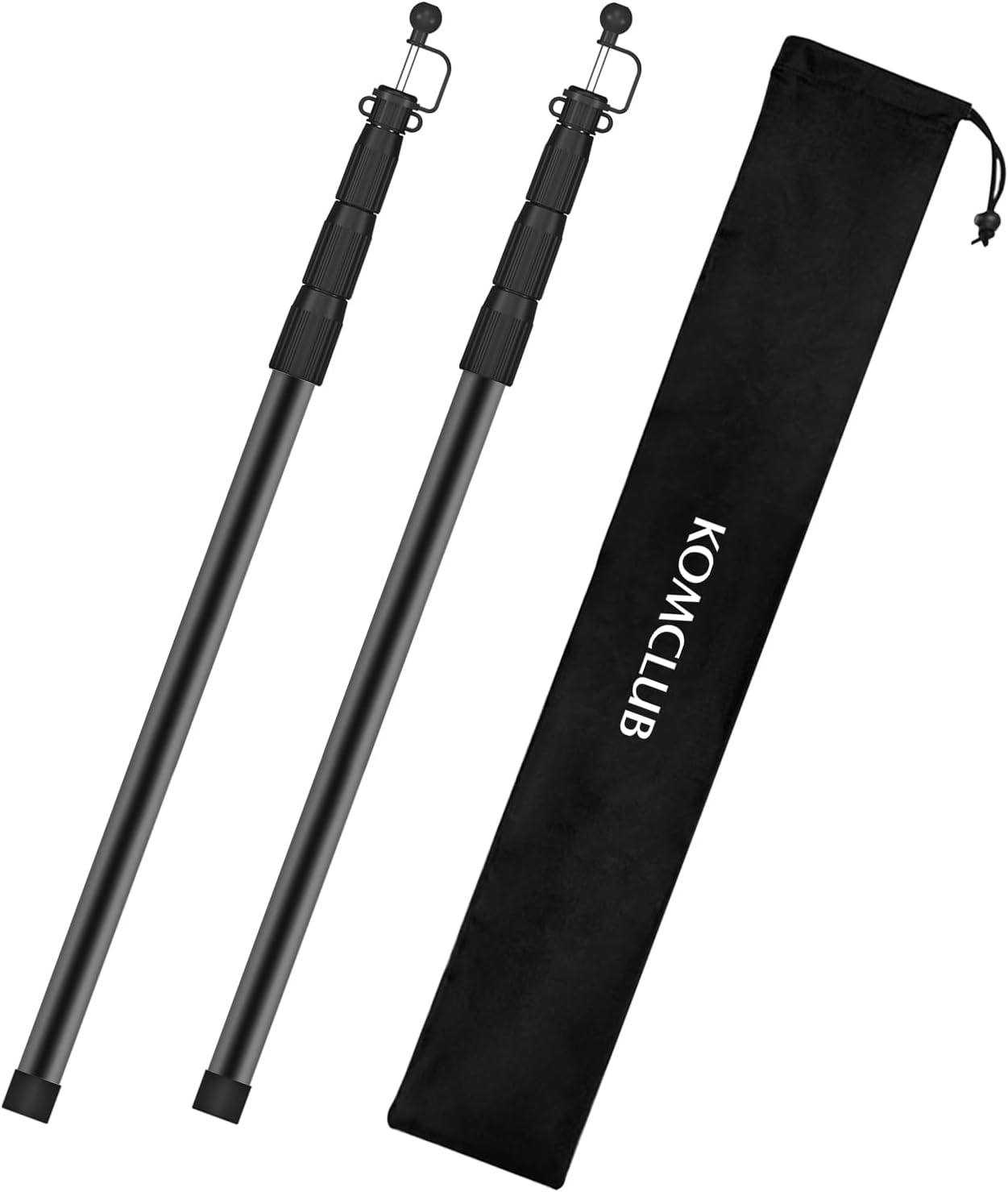 KOMCLUB Telescoping Tarp Poles 4 Section Adjustable Tent Poles for Tarp, Portable & 98.5In Lightweight Aluminum Tent Accessories Set of 2 &1 Bag (Gray)